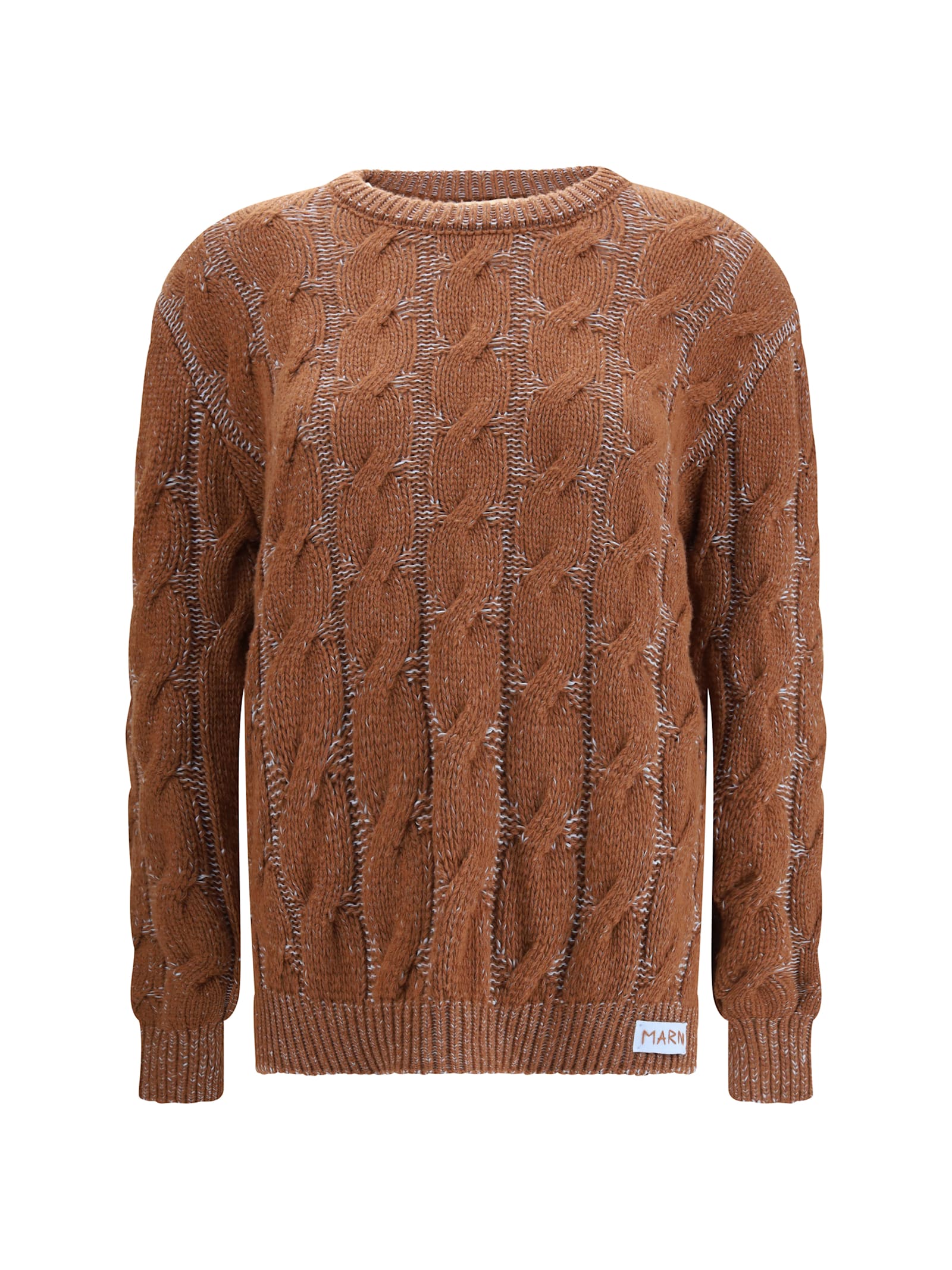 Marni Long-sleeved Cable-knit Sweater In Brown