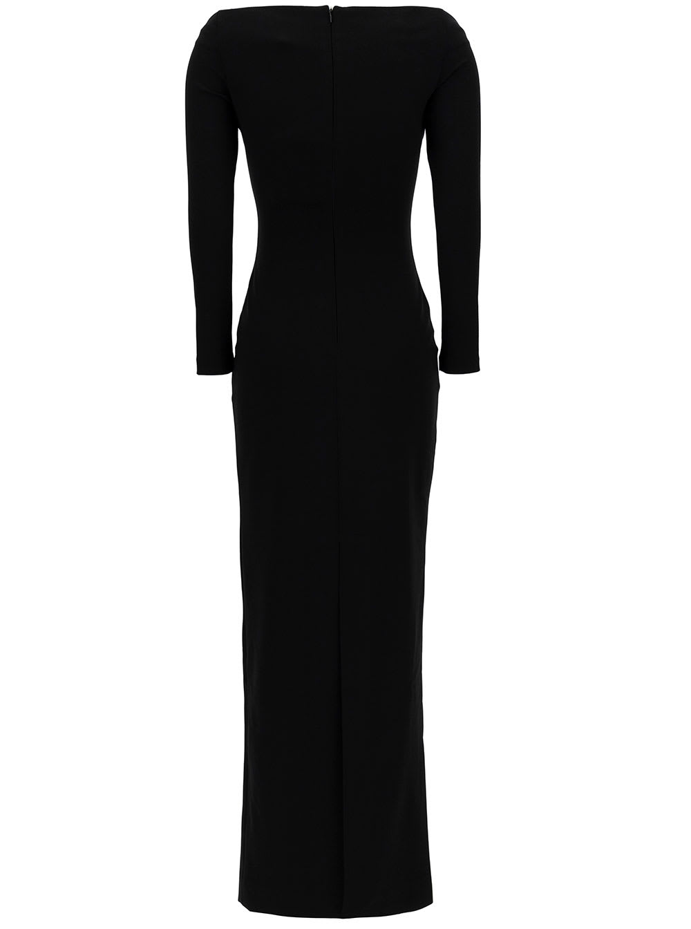 Shop Solace London Tara Maxi Black Dress With Off-shoulder Neck In Stretch Fabric Woman