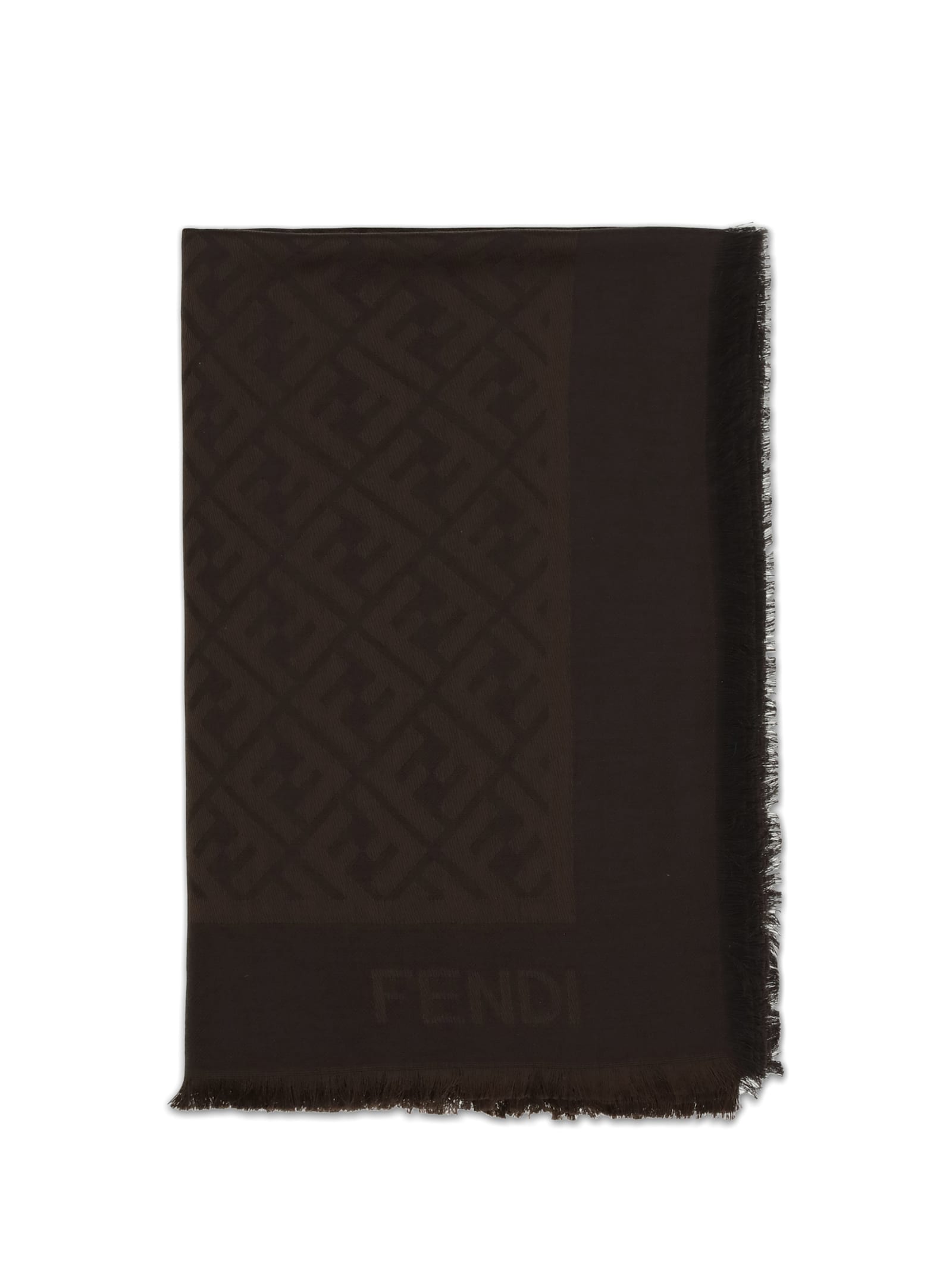 Fendi Silk Ff Shawl In Brown
