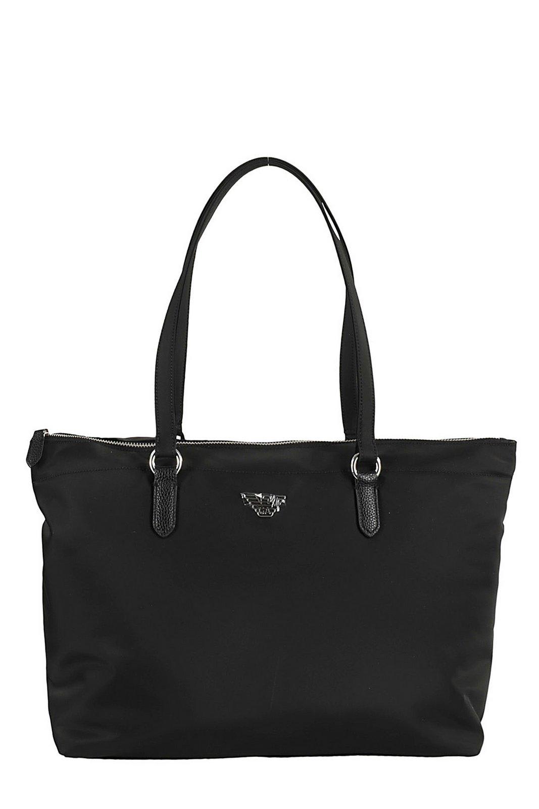 Logo Plaque Zipped Tote Bag