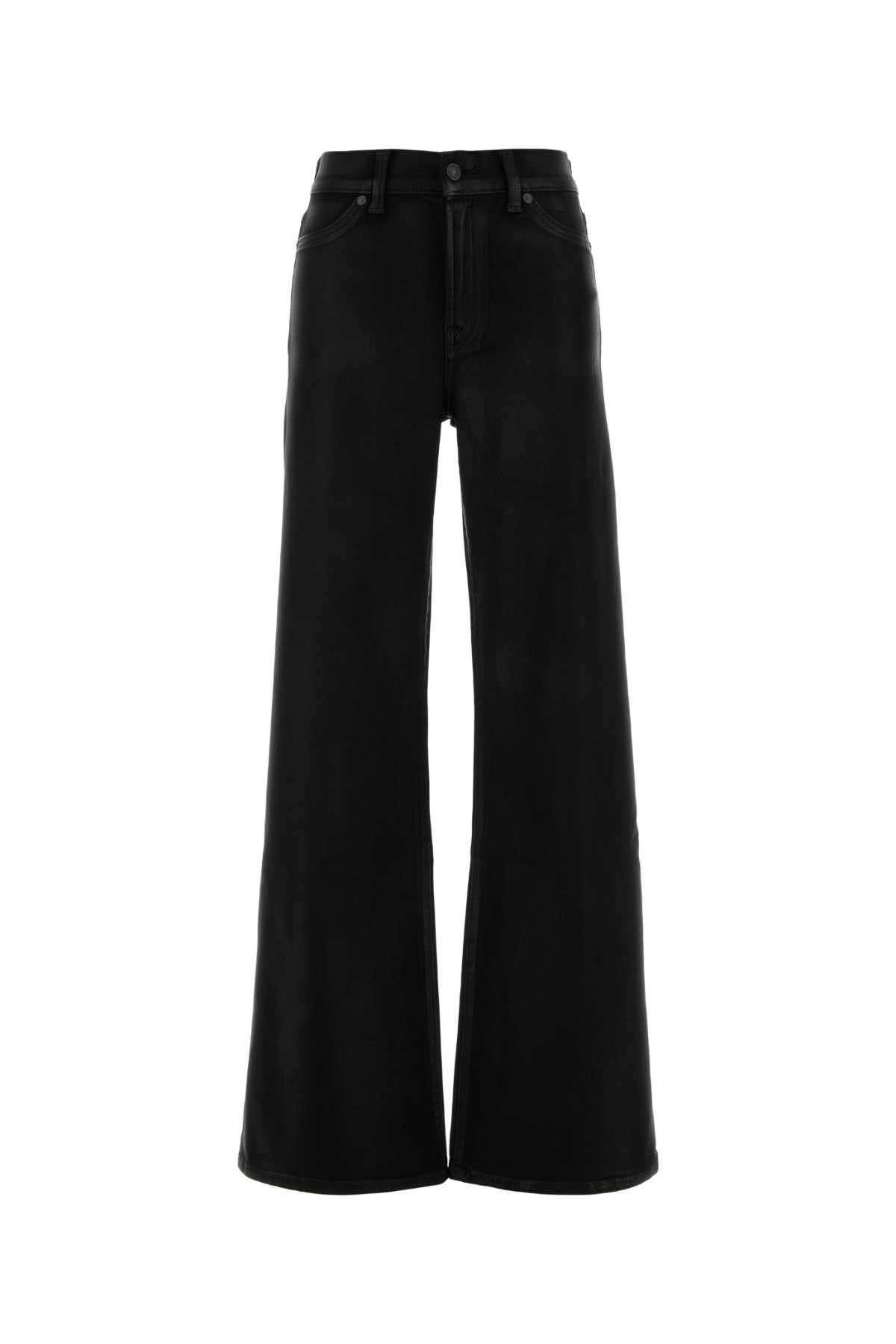 7 For All Mankind Black Stretch Denim Jeans In Black