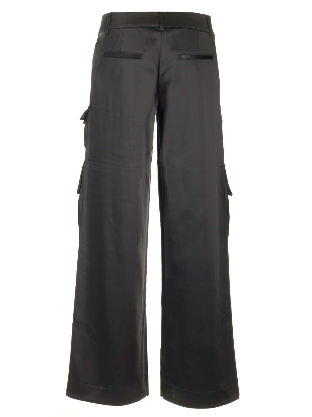 Shop Off-white Black Satin Cargo Toybox Trousers