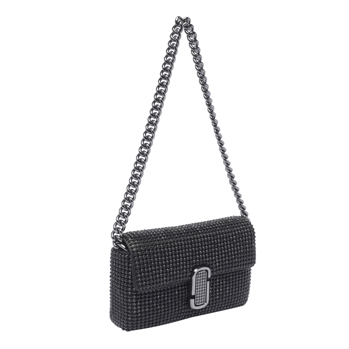 Shop Marc Jacobs The Rhinestone J Marc Mini Shoulder Bag In Nero