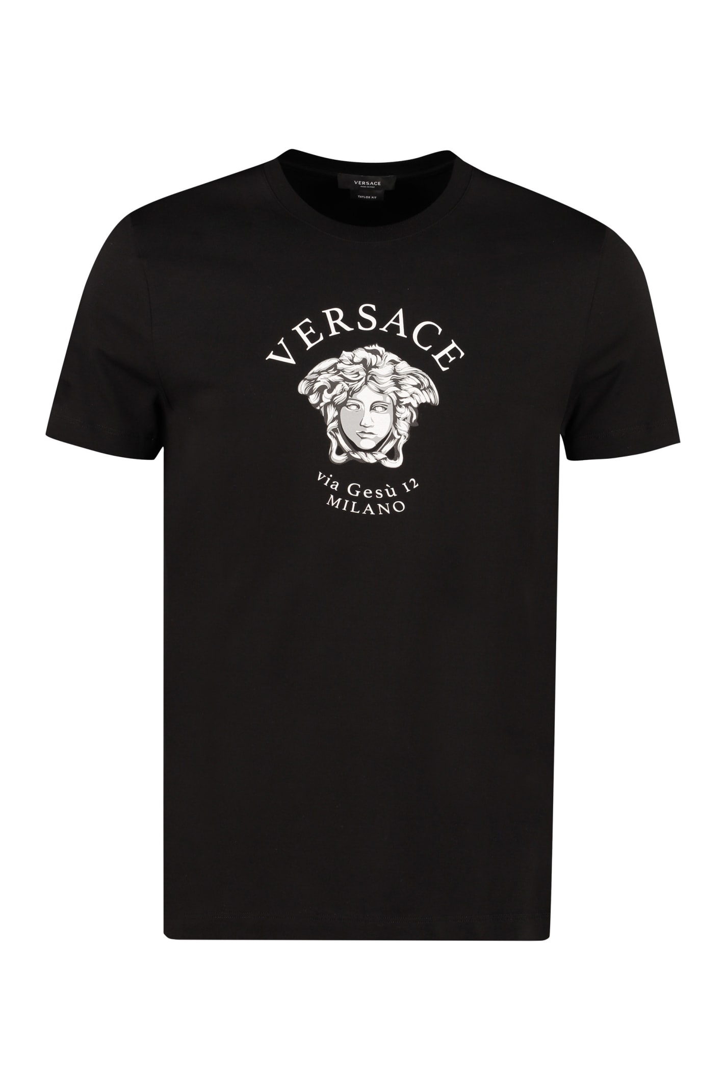 Click to view more detailed imagery on our partner's website Versace Printed Cotton T-shirt In Black