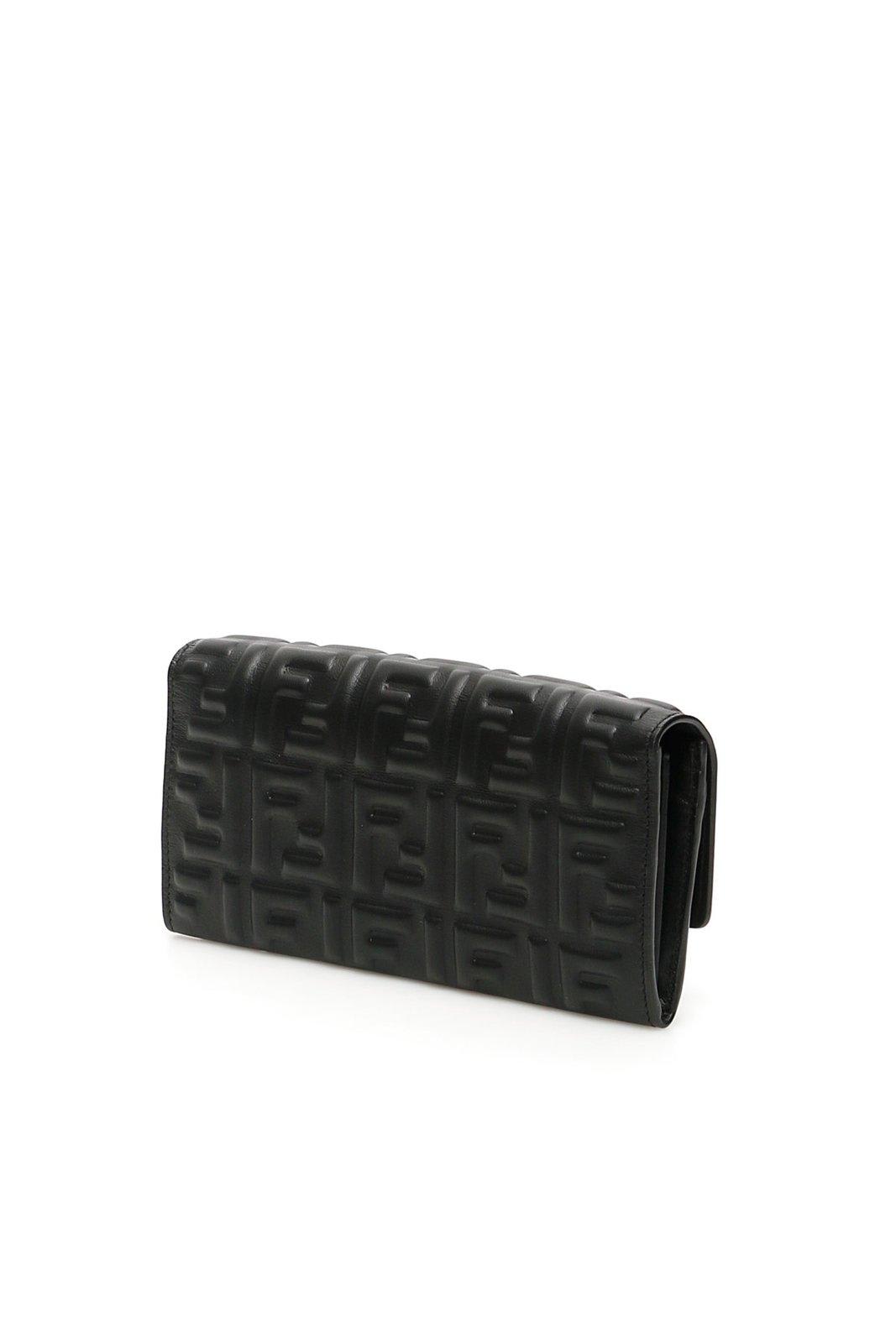 Fendi Ff Motif Baguette Continental Chain-linked Wallet In Black