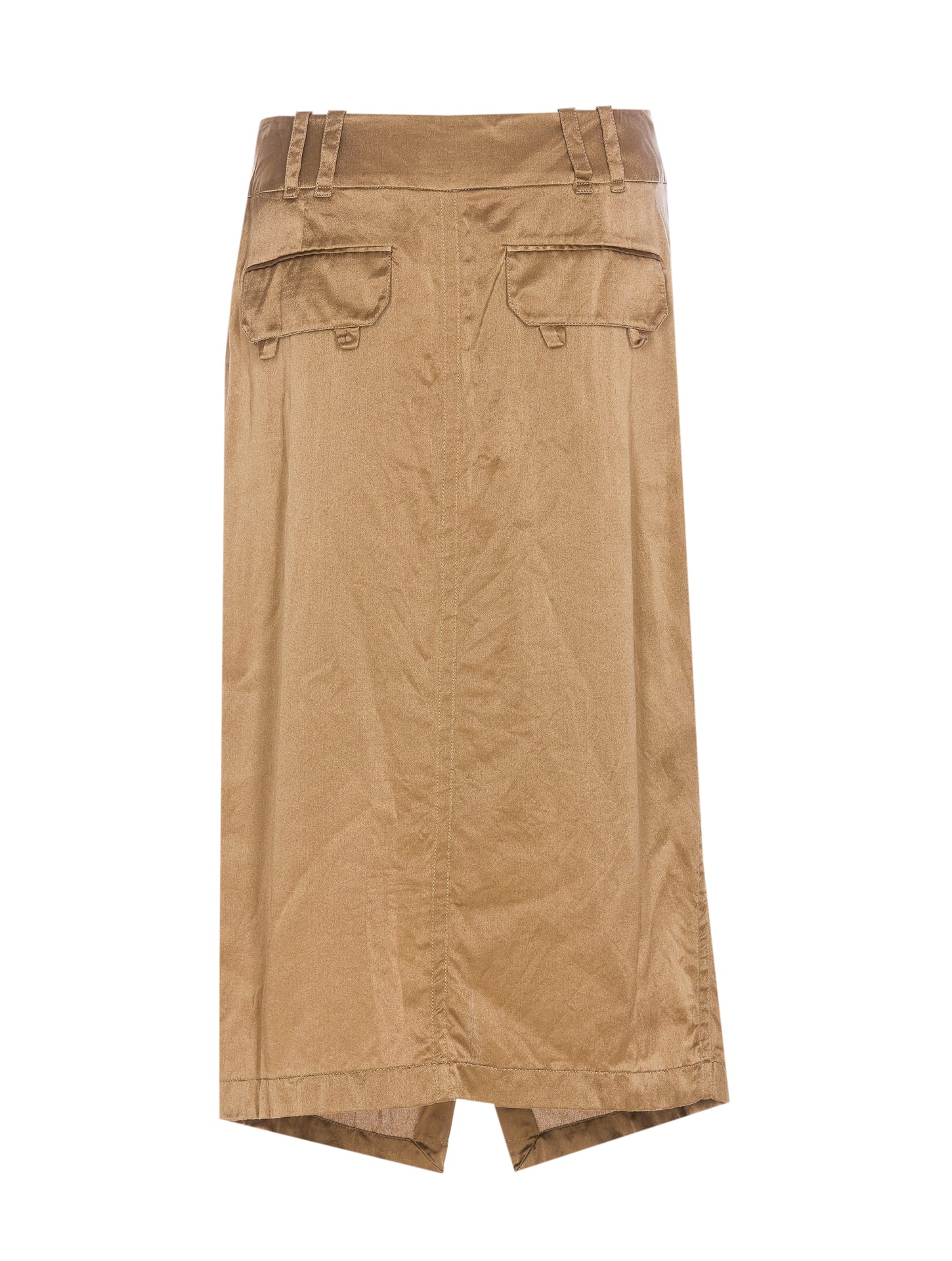 Shop Saint Laurent Pencil Skirt Silk Crepe De Chine In Beige