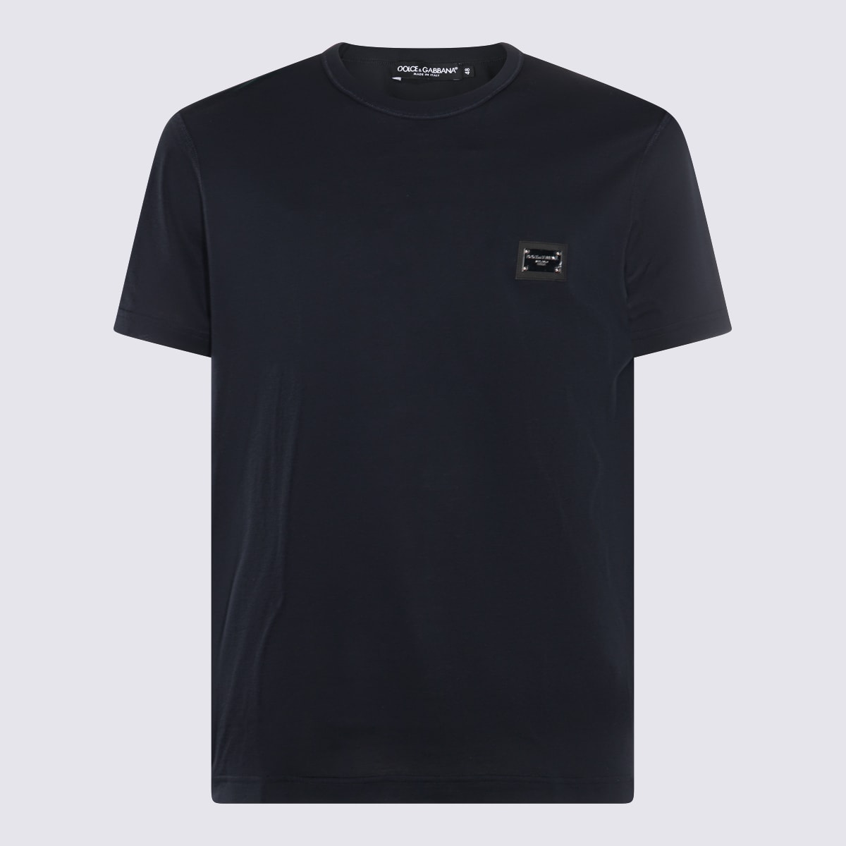 Dolce & Gabbana Blue Navy Cotton Round Neck T-shirt In Blu Scurissimo 1
