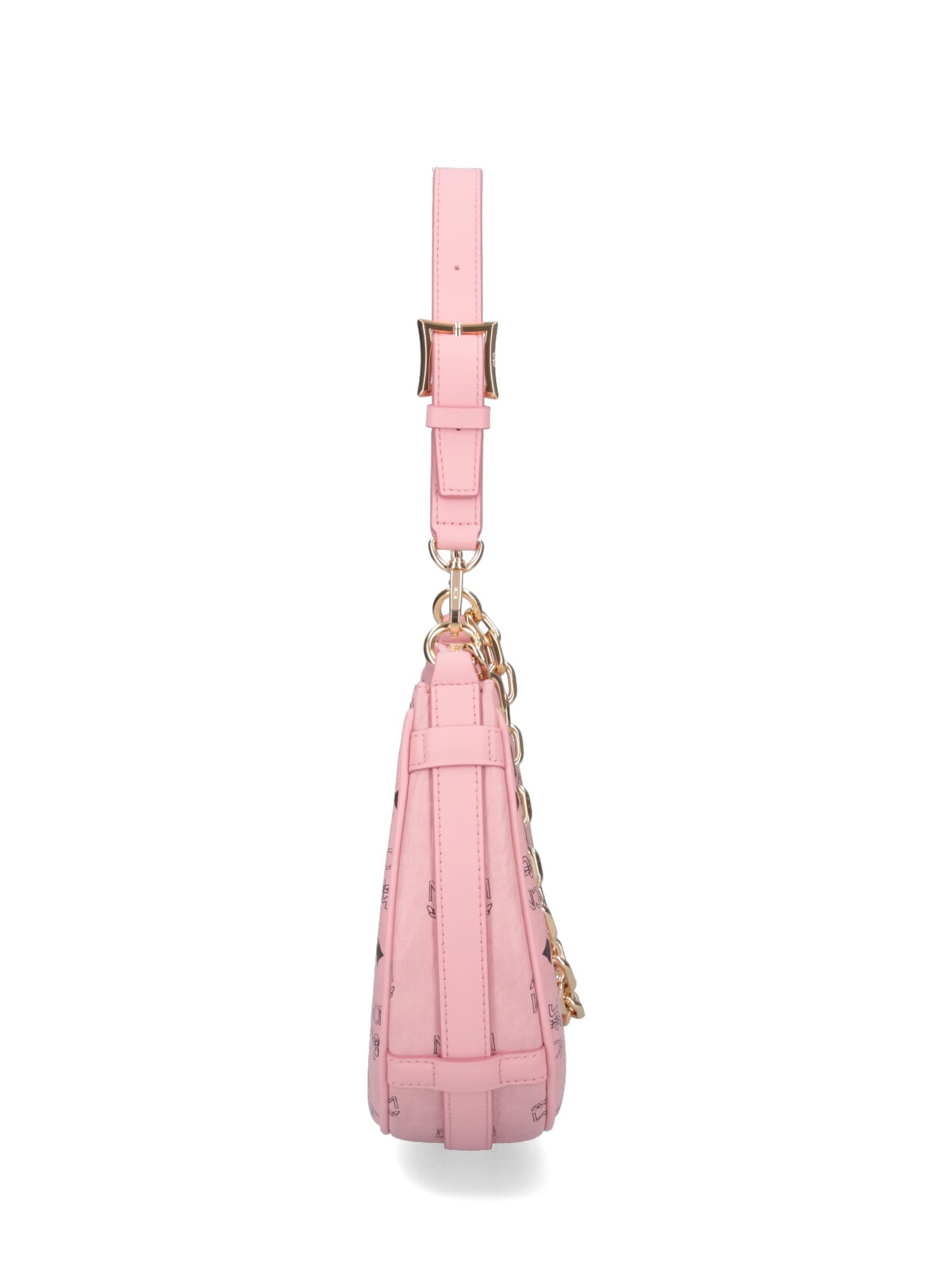 Mcm Aren Crescent Hobo Bag In Visetos In Pink