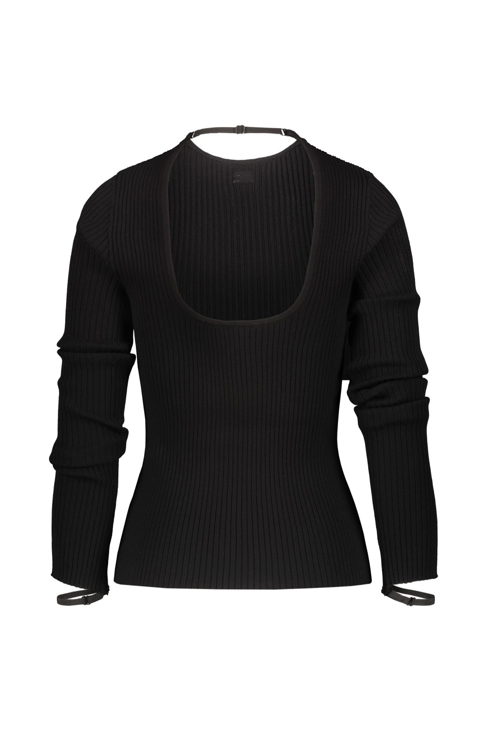 Shop Courrèges Elastic Wrist Rib Knit Sweater In Black