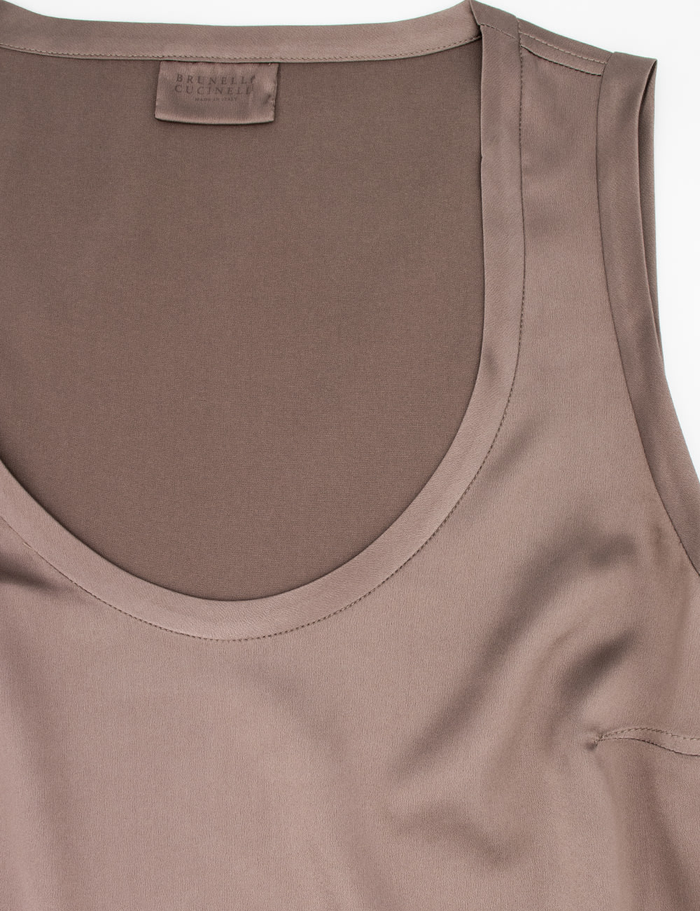 Brunello Cucinelli Brown Satin Reversible Top In Cacao
