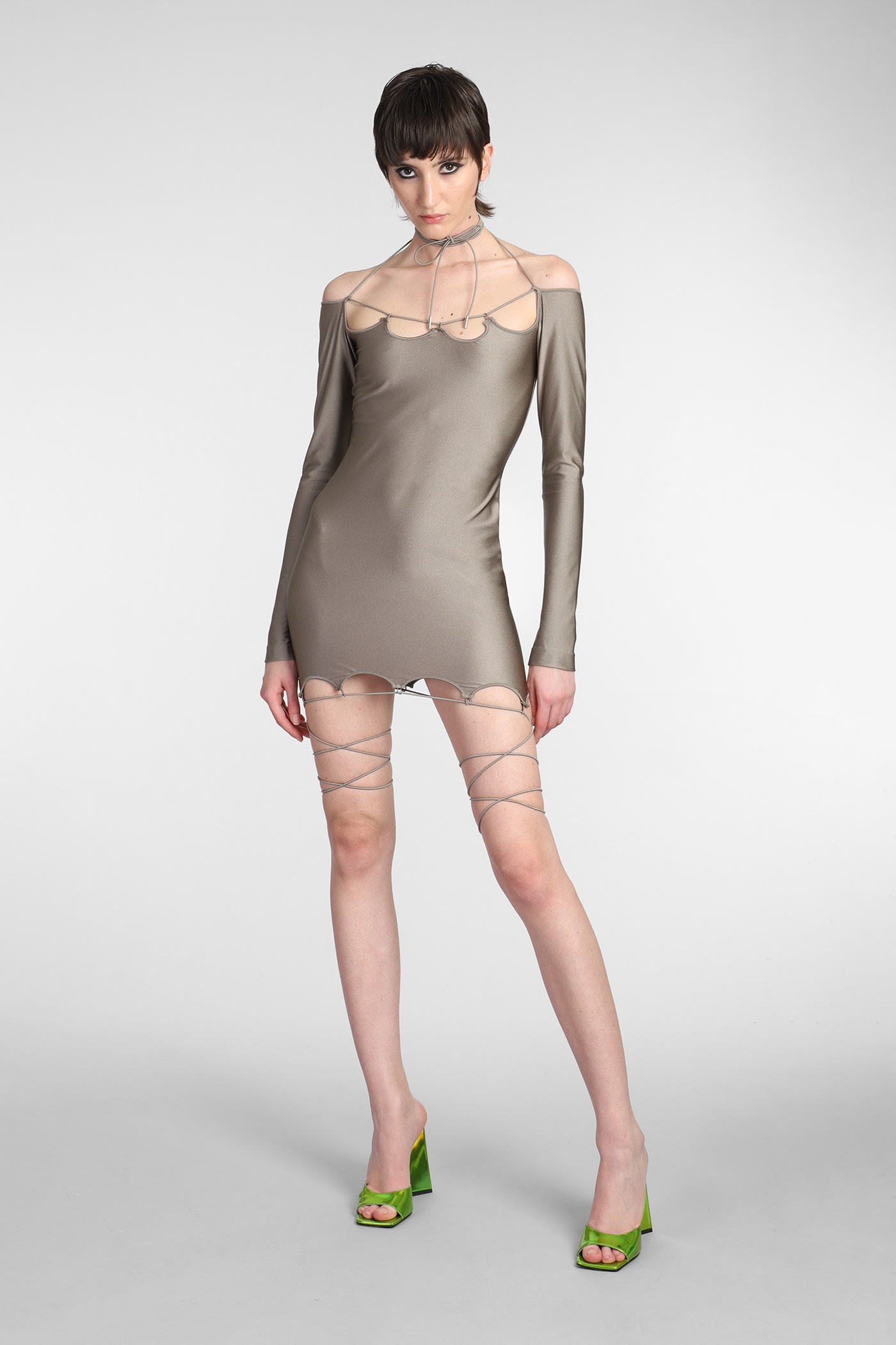 Attico ''lyna'' Military Mini Dress In Brown