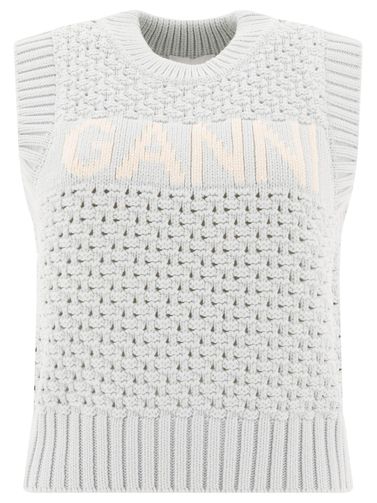 Logo Intarsia Crewneck Knitted Vest