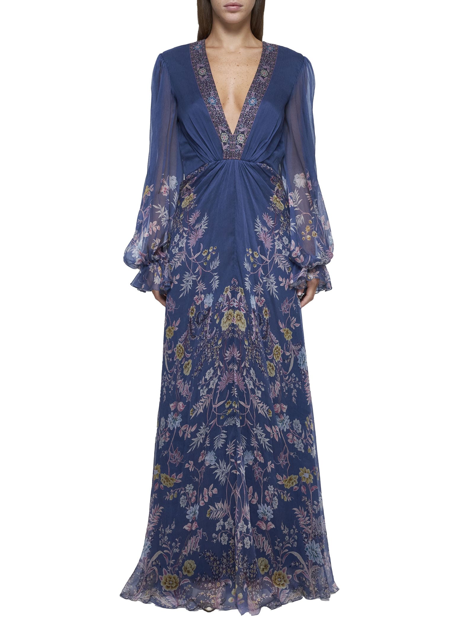 Shop Etro Dress In Stampa F.do Blu