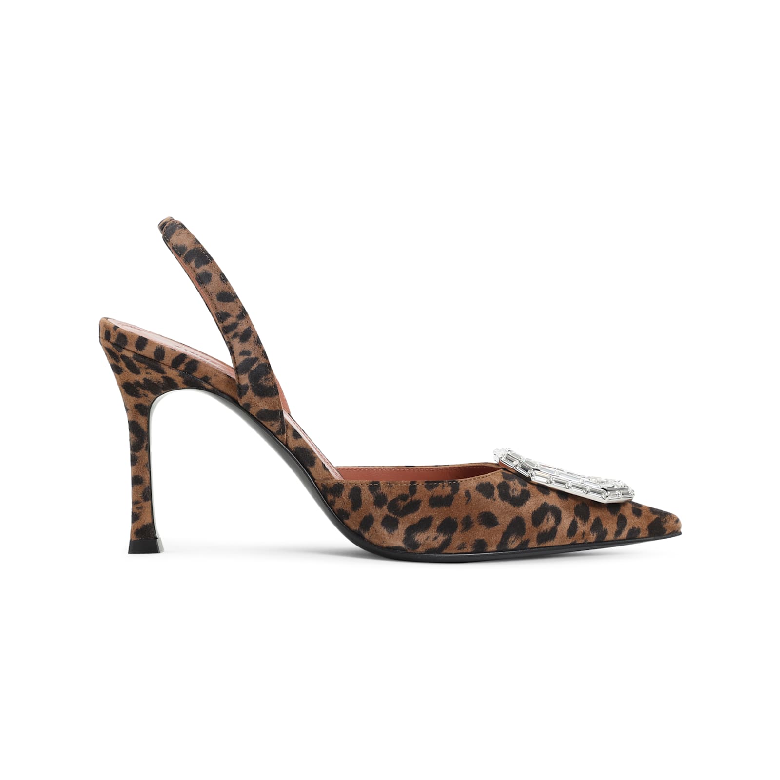 Amina Muaddi Leopard Print Pointed Toe Heels In Multi