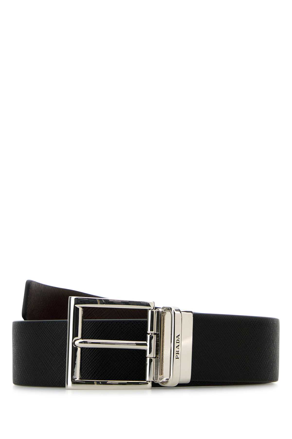 Black Leather Reversible Belt