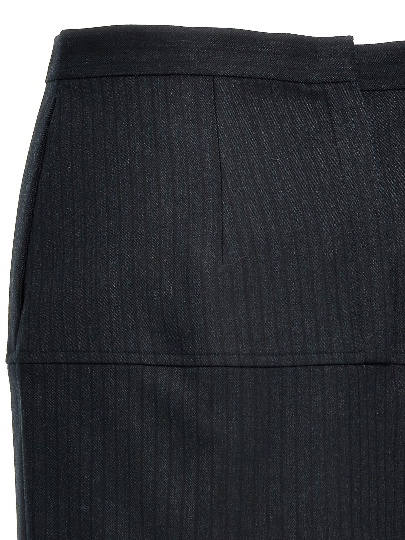 Shop Fendi Pinstriped Wool Skirt In Gray