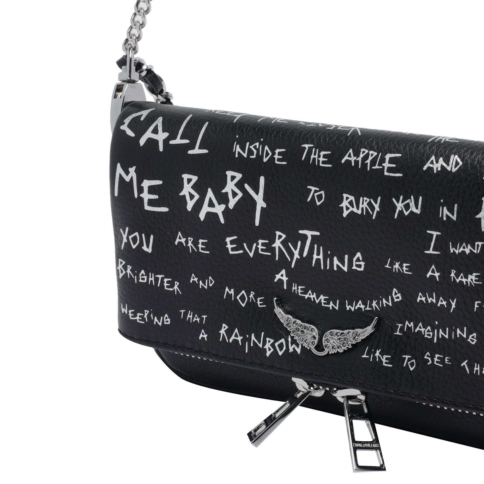 Zadig & Voltaire Nano Rock Graffiti Crossbody Bag In Black