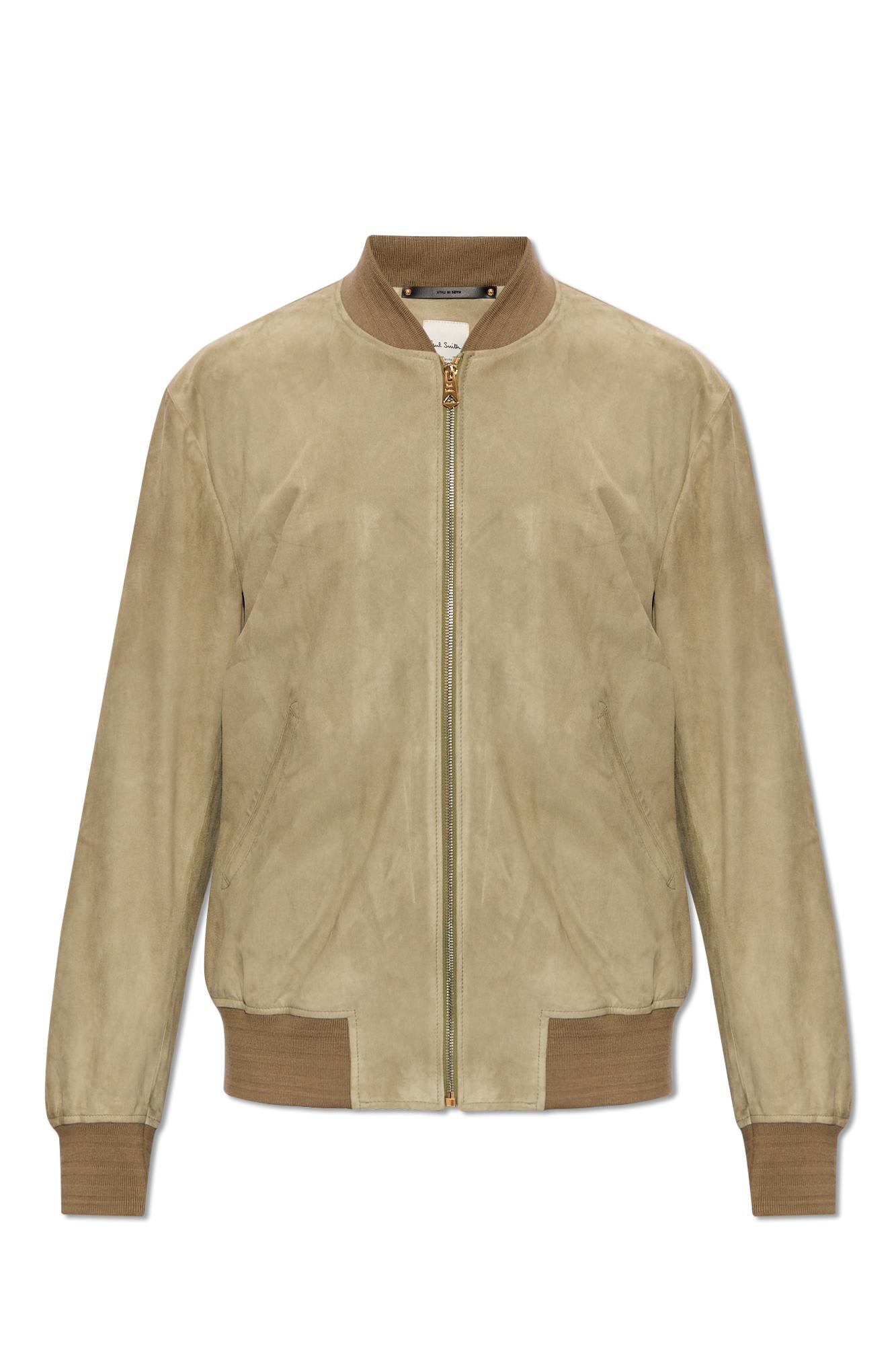 Paul Smith Suede Bomber Jacket In Gold