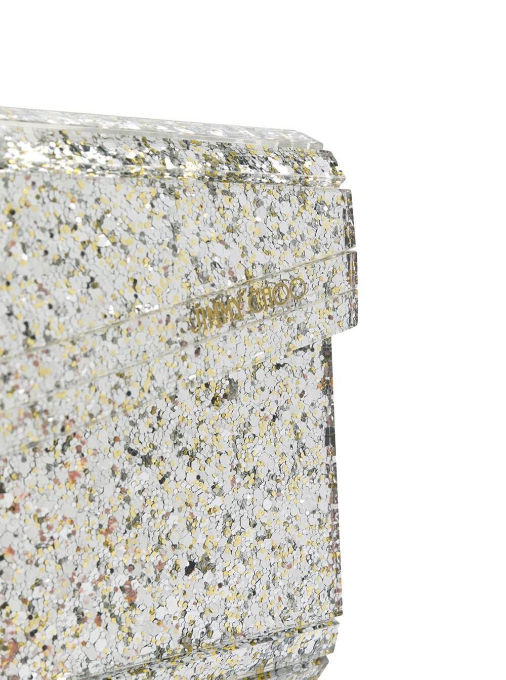 Jimmy Choo Candy Champagne Clutch Bag With All-over Coarse Glitter In Acrylic Woman