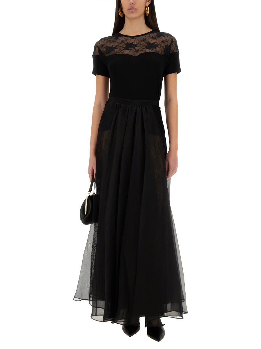 Nina Ricci Slim-fit Top With Delicate Lace Insert In Black