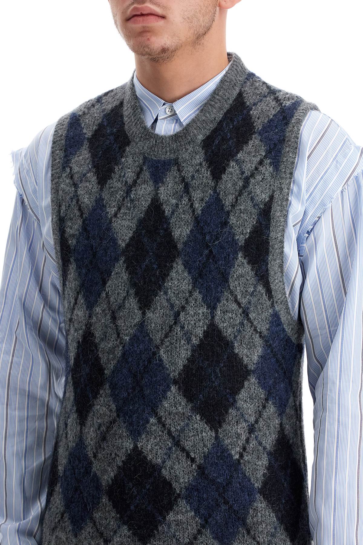 Shop Our Legacy Soft Duke Argyle Formal Knit Vest In Soft Duke Argyle (grey)