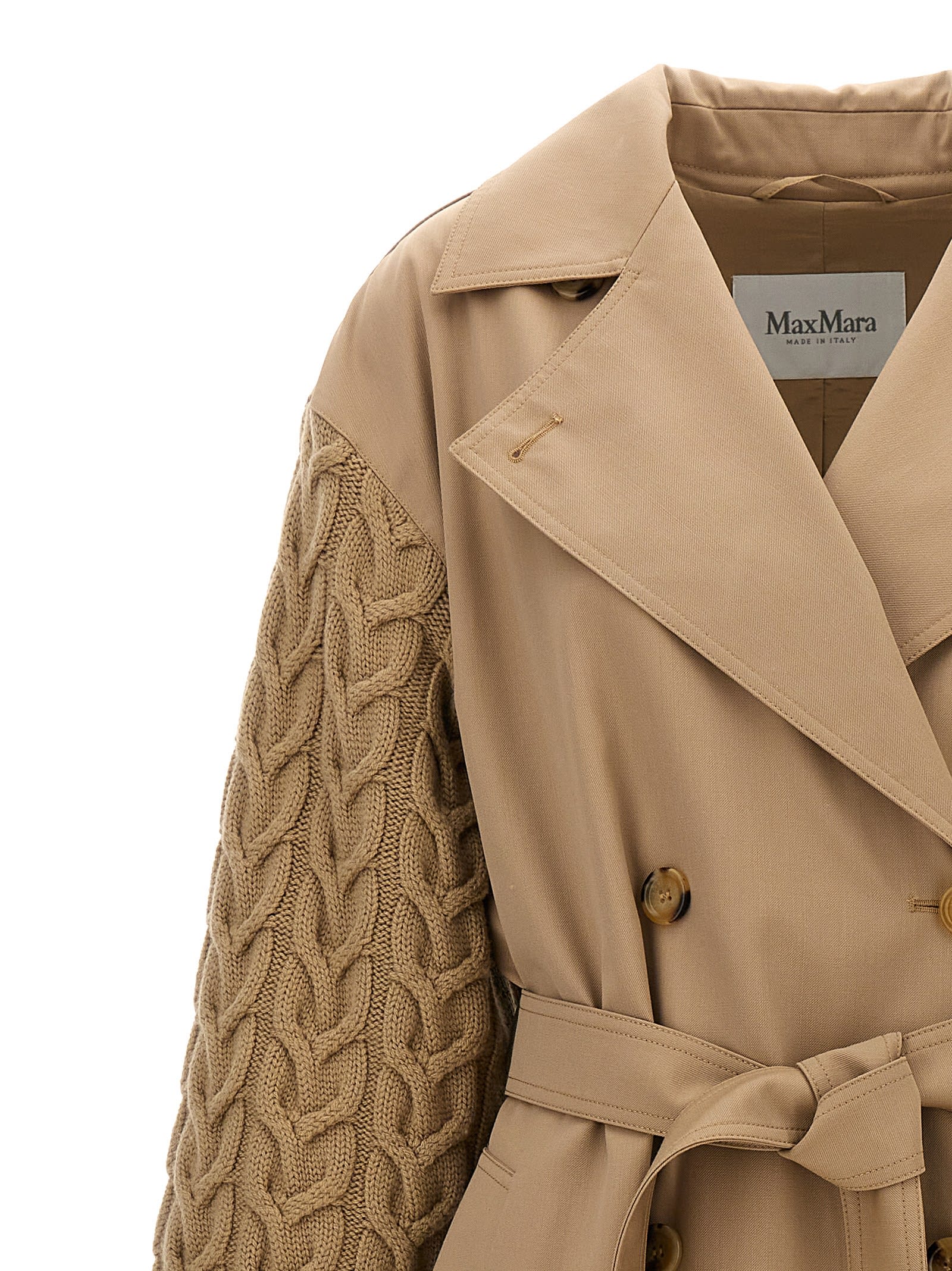 Max Mara Womens Camel Cicladi Belted-waist Wool And Cotton Coat In Beige