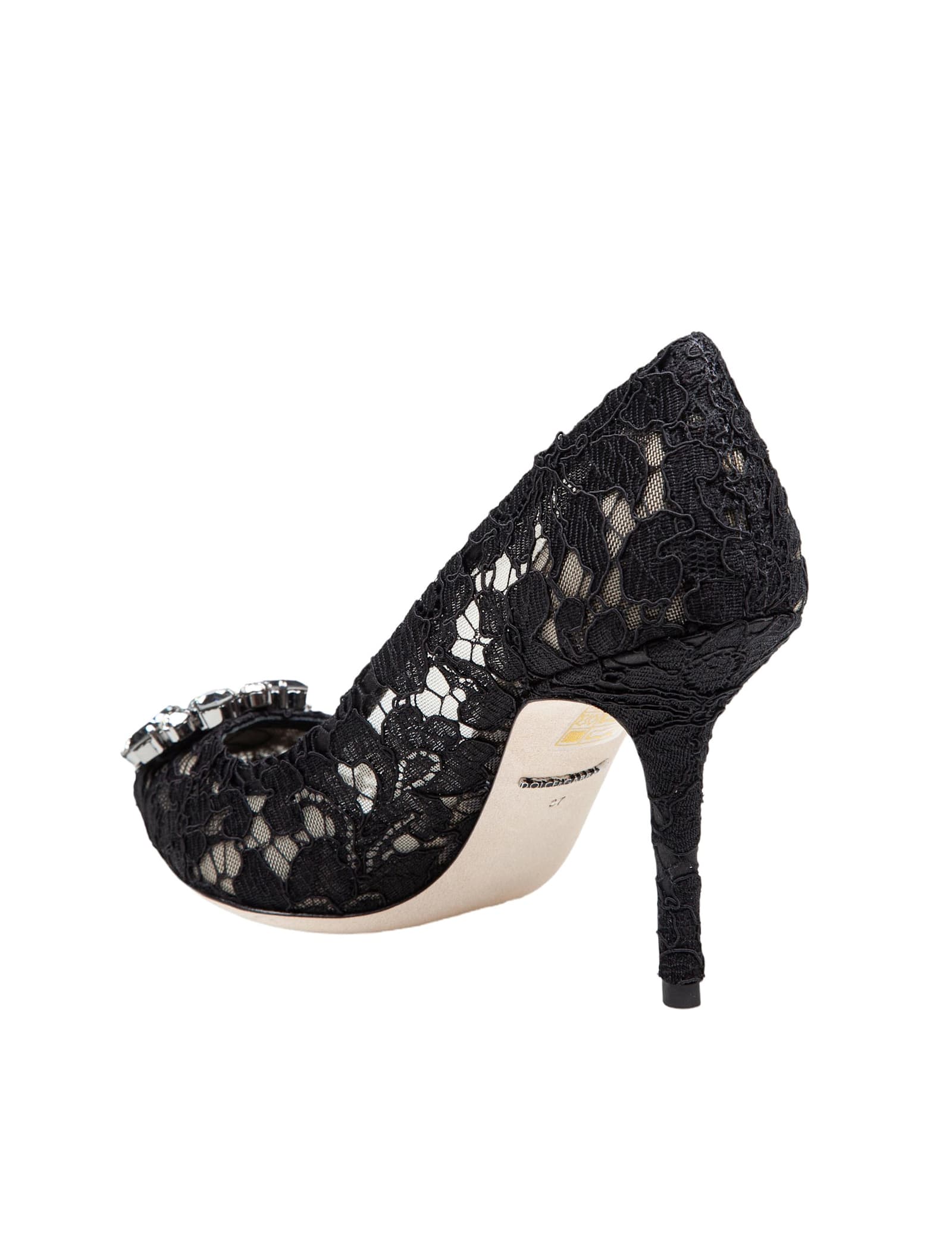 Shop Dolce & Gabbana Bellucci Lace Pumps Black Color