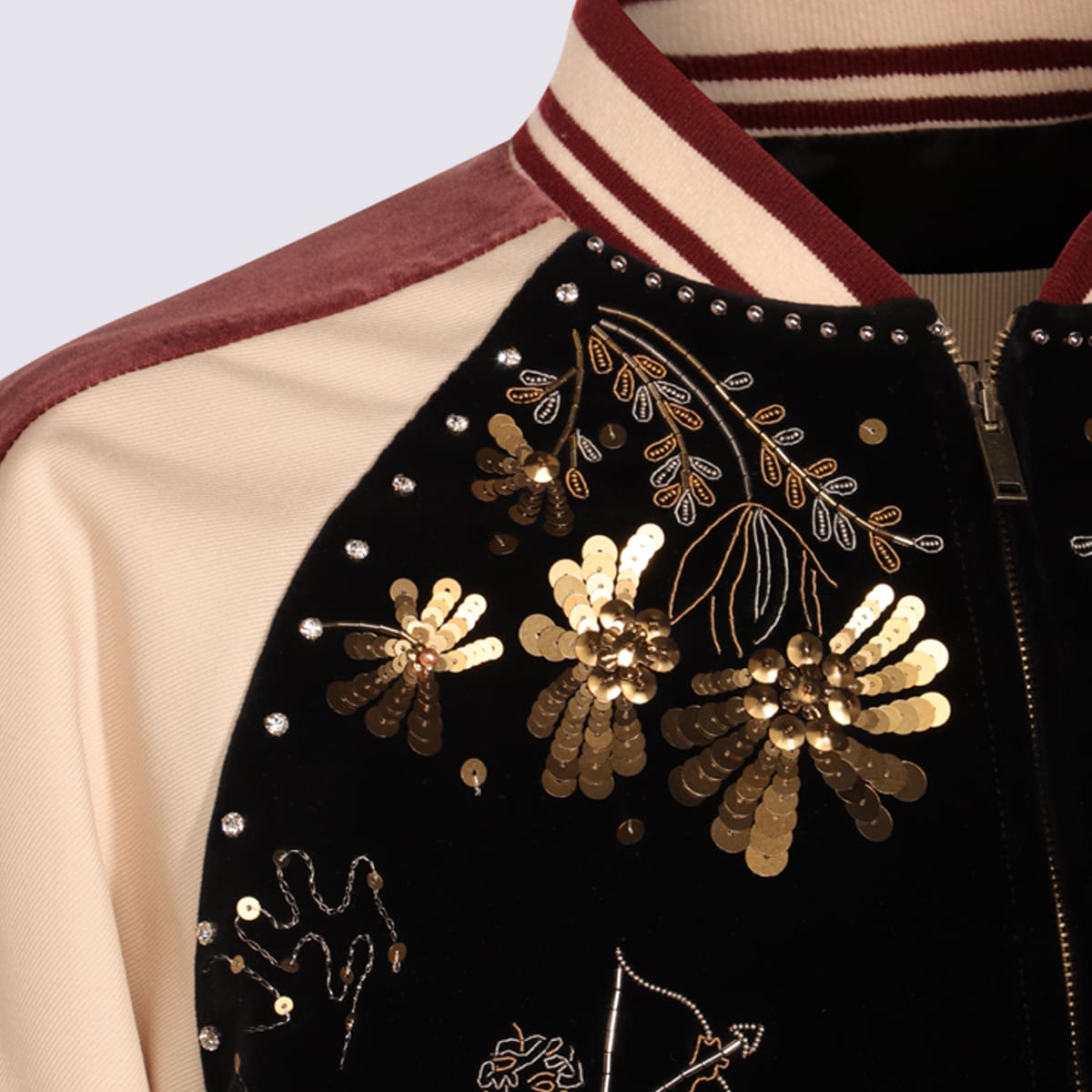 Valentino Sequin And Bead-embellished Velvet Bomber Jacket In Multi
