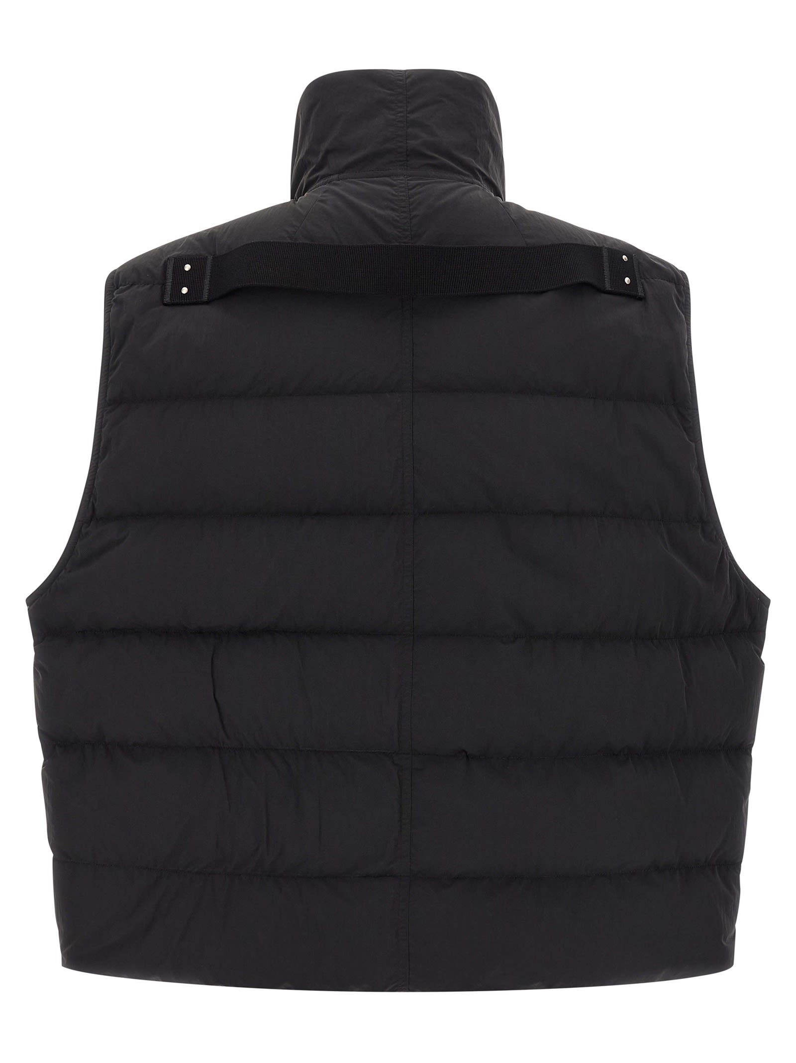 Rick Owens Padded High Collar Vest With Side Pockets In Black