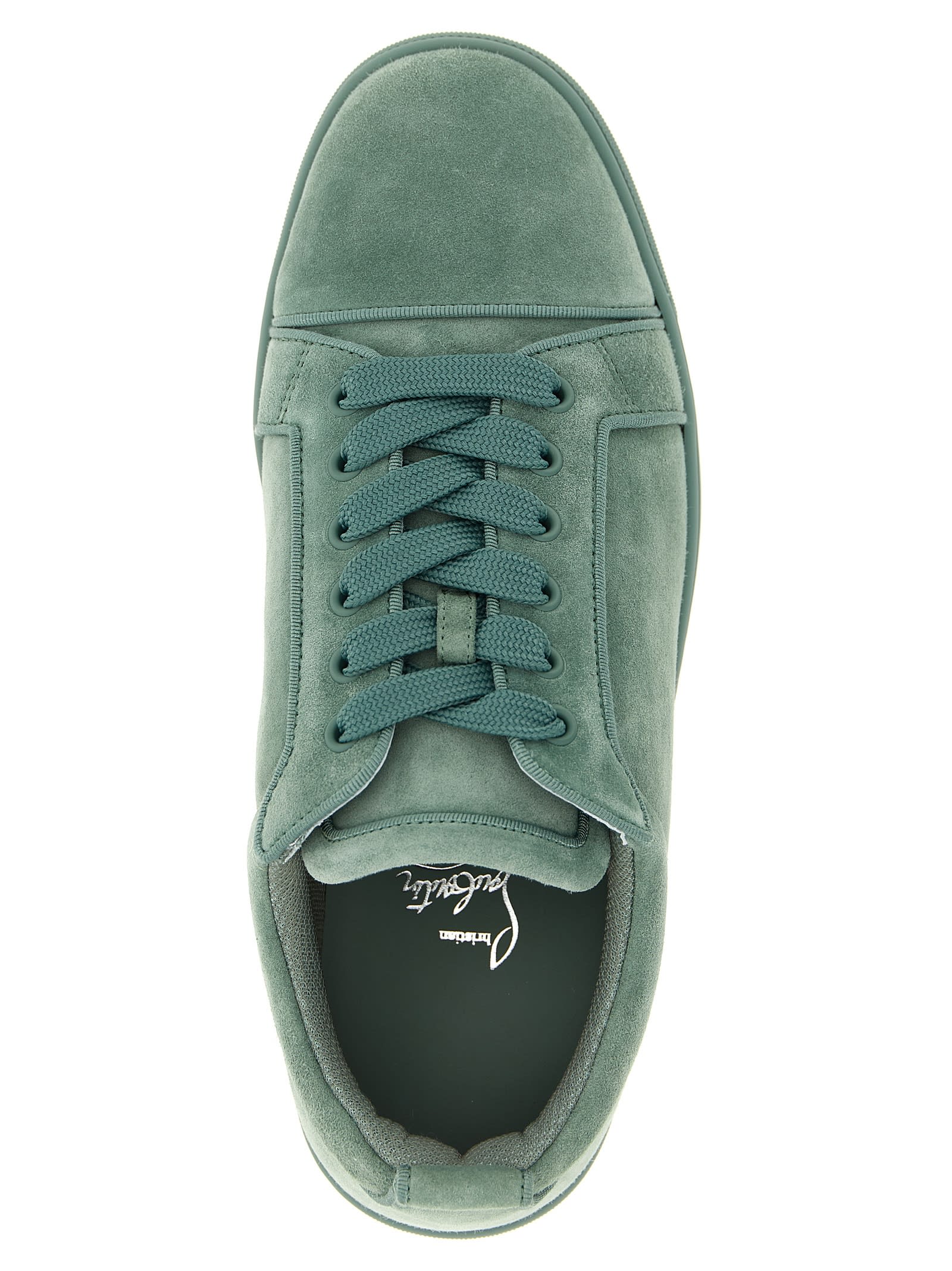 Christian Louboutin Junior Suede Round Toe Low-top Sneakers In Green