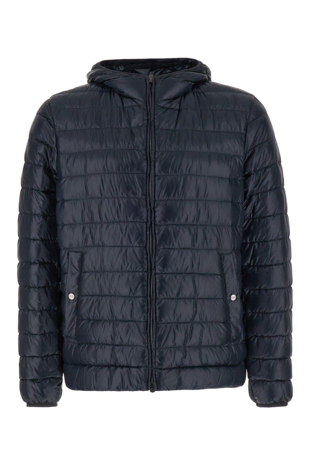 Shop Herno Plain Zipped Padded Jacket In Blue