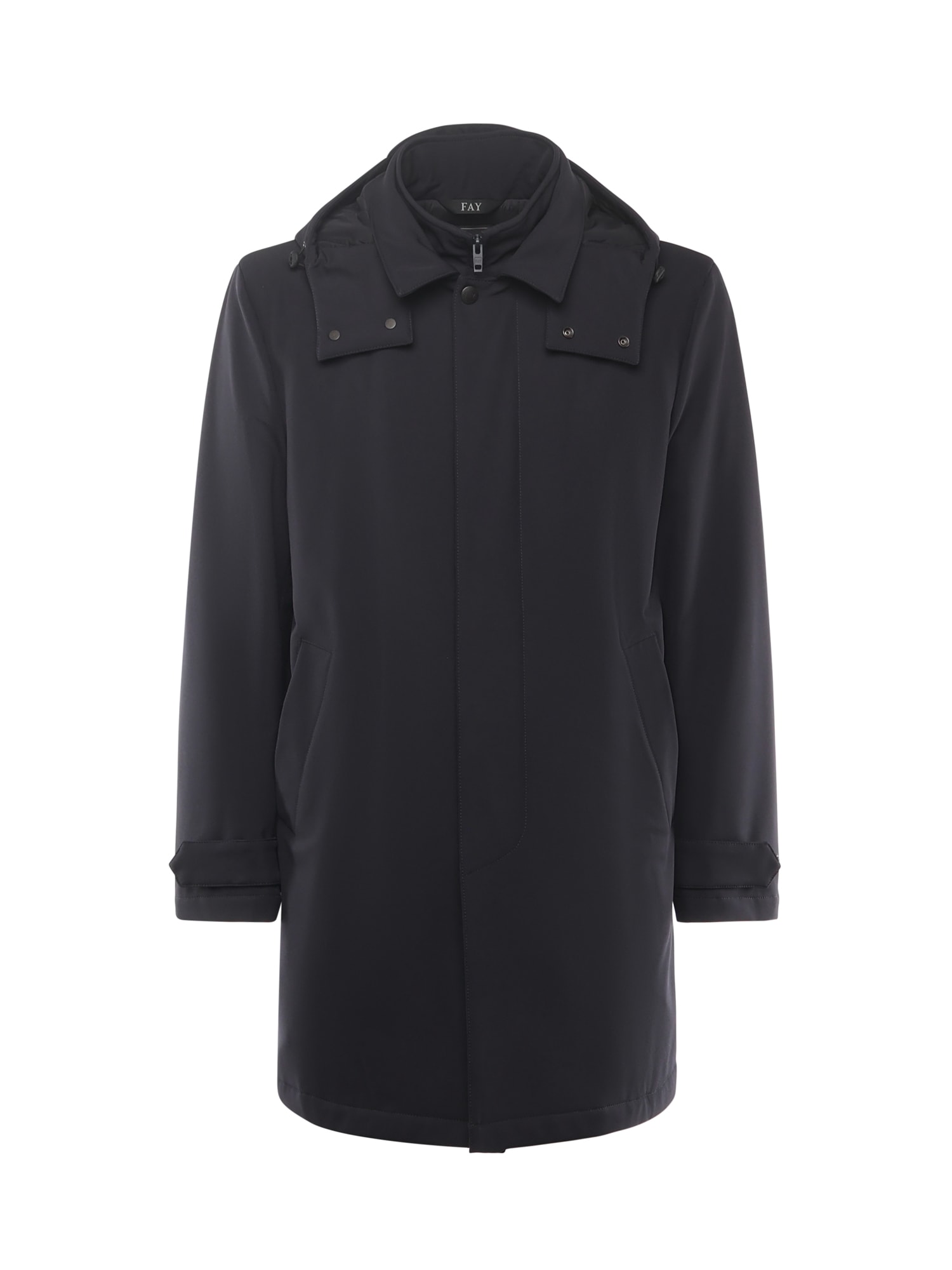 Fay Stretch Jersey Travel Morning Coat In Blue