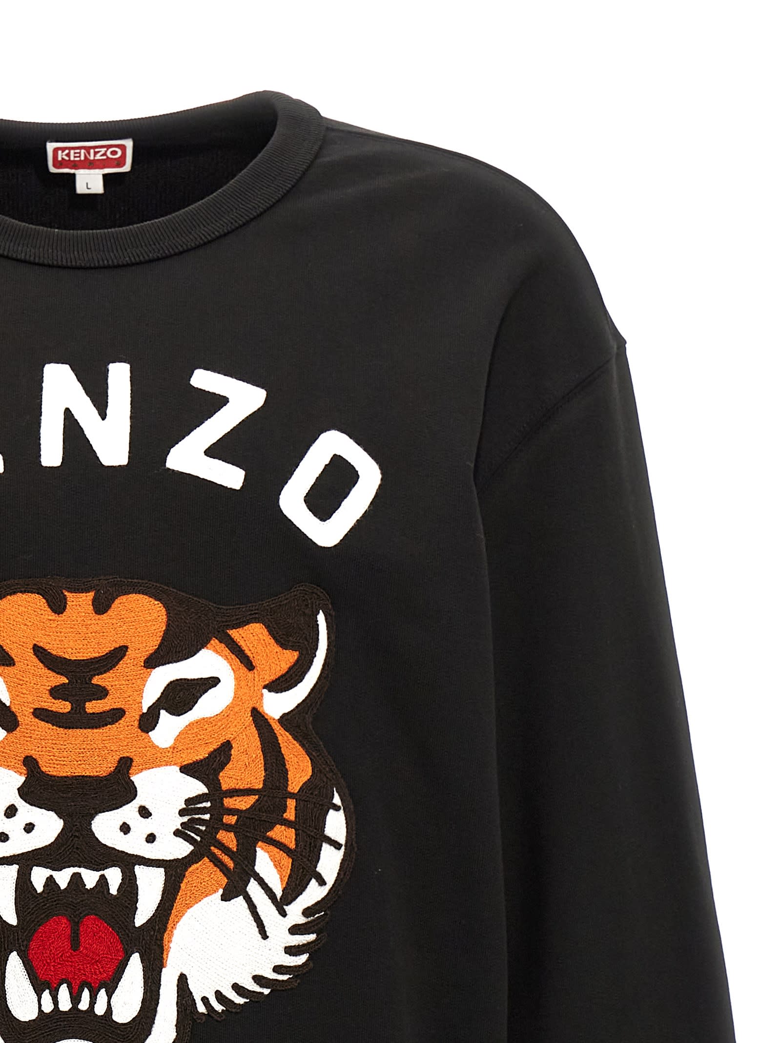 Shop Kenzo Lucky Tiger Emb Sweatshirt In Black