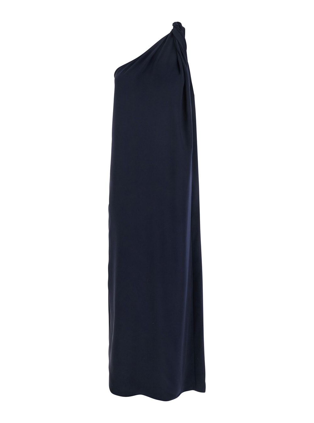 Parosh Blue One-shoulder Long Dress In Tech Fabric Woman