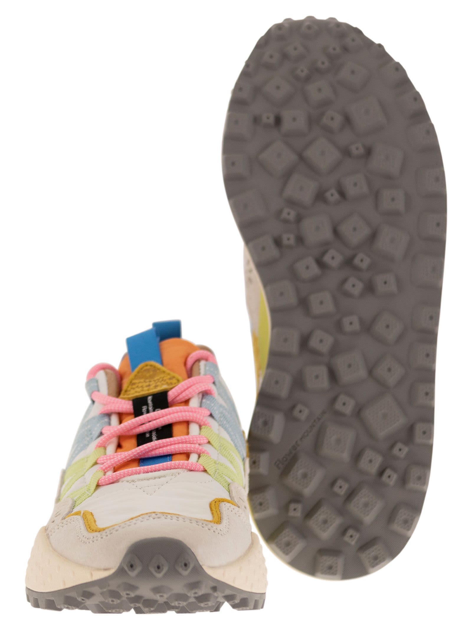 Shop Flower Mountain Washi - Sneakers In Suede And Technical Fabric In Beige