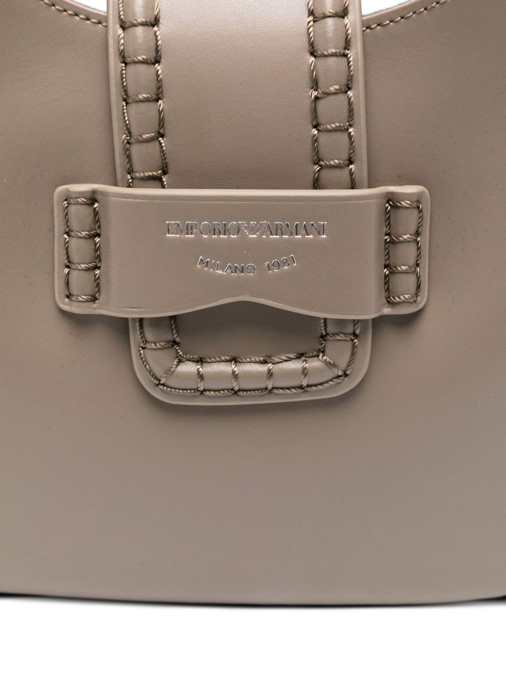Emporio Armani Small Leather Shoulder Bag In Gray