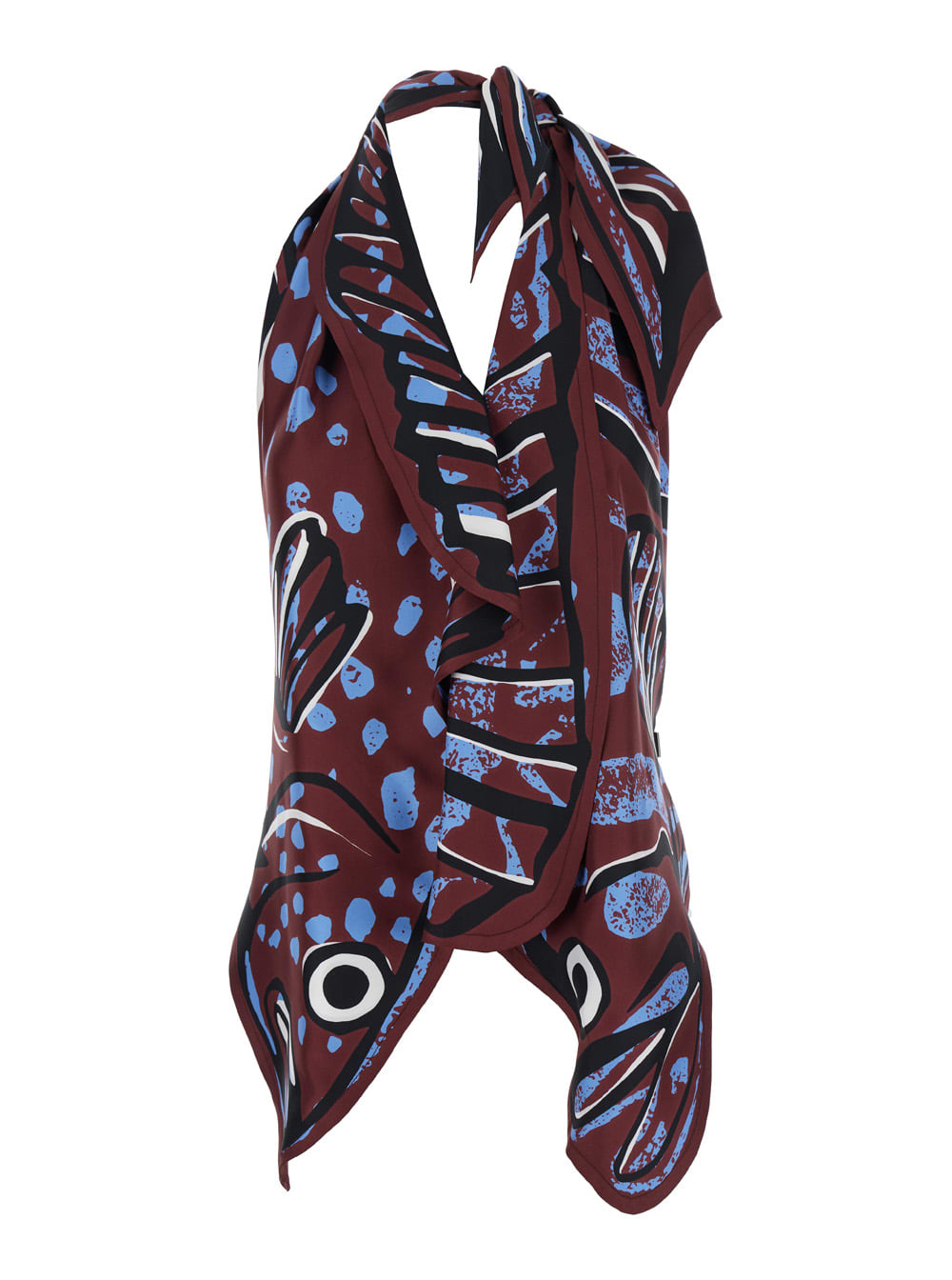 Shop Bottega Veneta Multicolor Top With Asymmetric Design And All-over Printed Motif In Silk Woman
