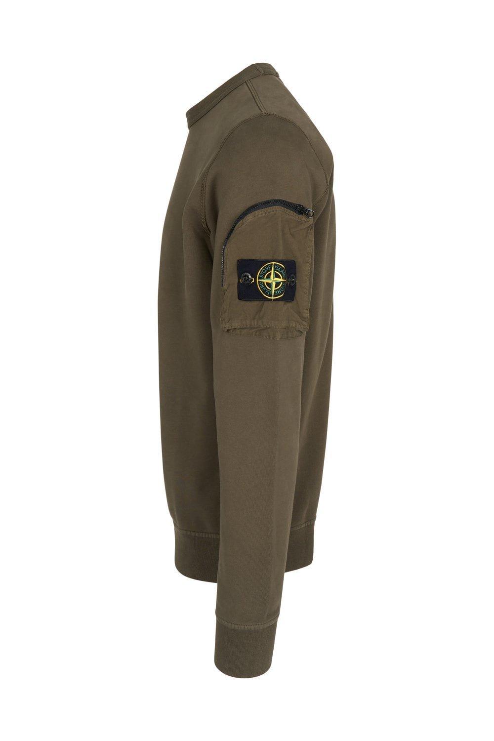Stone Island Compass Patch Crewneck Sweatshirt In Green