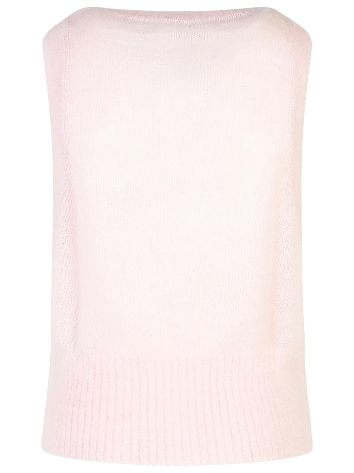 Shop Ganni Pink Mohair Blend Vest In Rosa