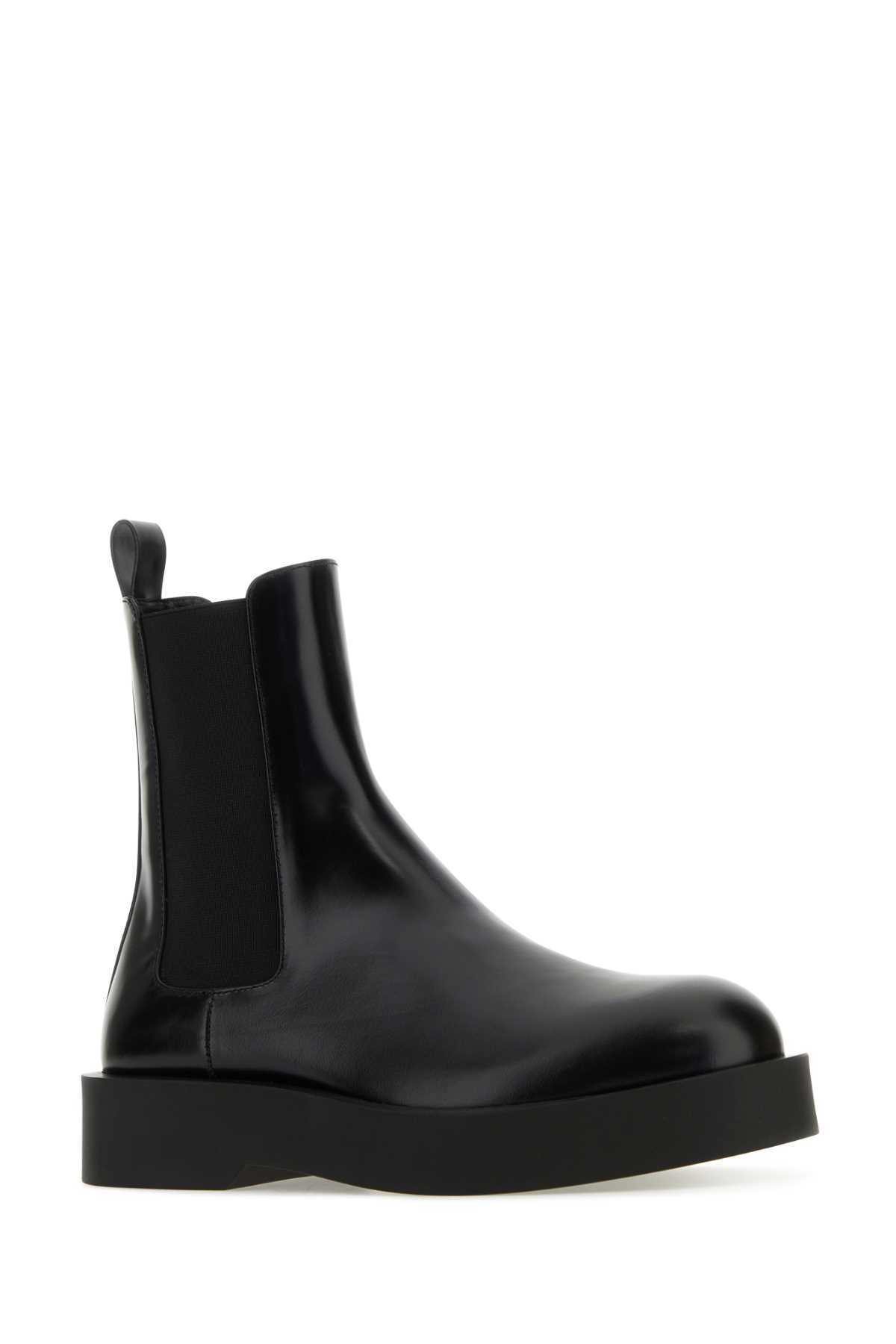 Jil Sander Black Leather Ankle Boots In 001