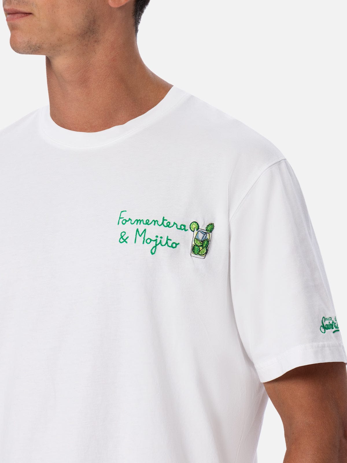 MC2 SAINT BARTH MAN CLASSIC FIT COTTON JERSEY T-SHIRT PORTOFINO WITH FORMENTERA APERITIF EMBROIDERY