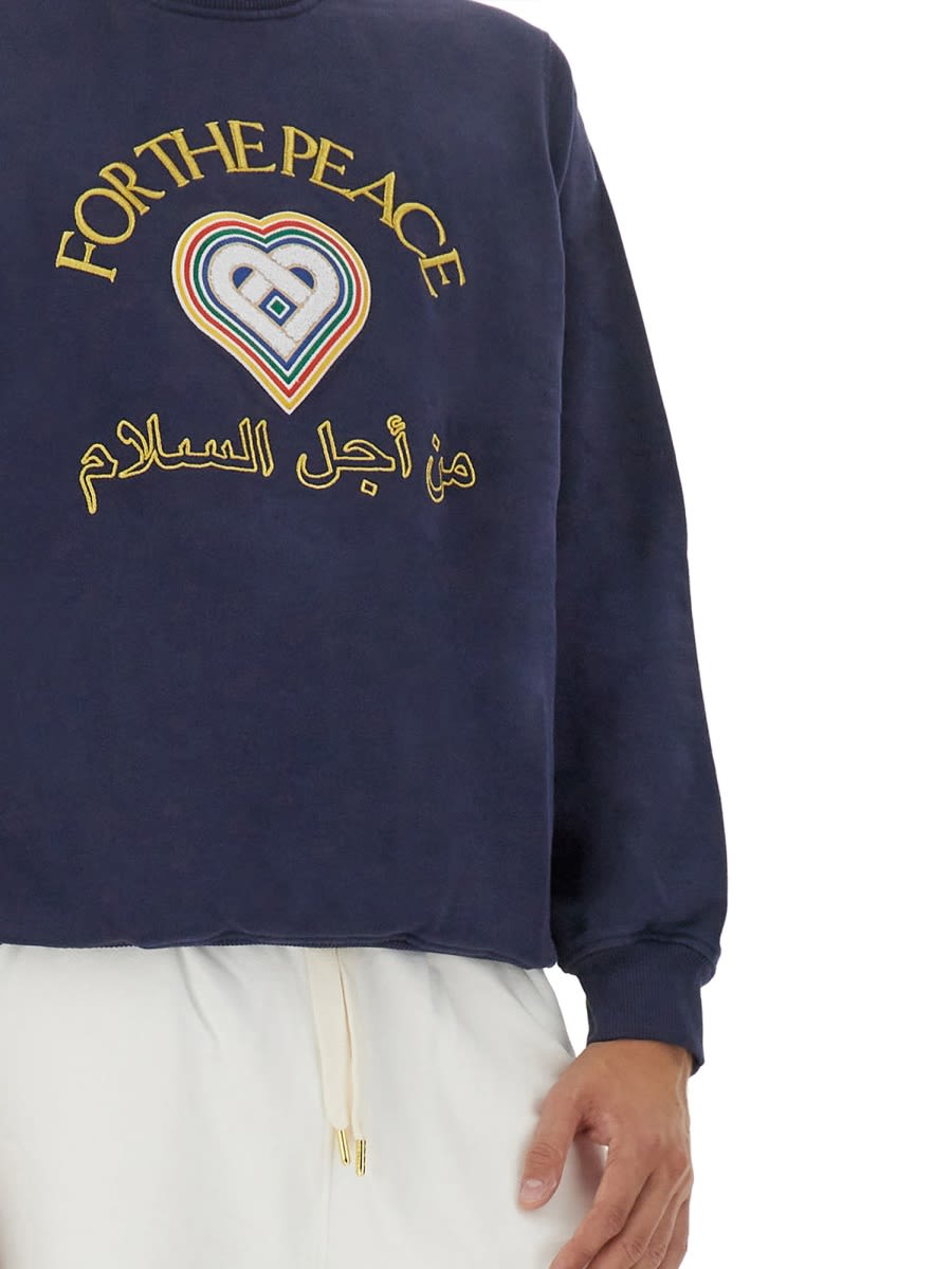 Shop Casablanca Sweatshirt With Logo In Blue