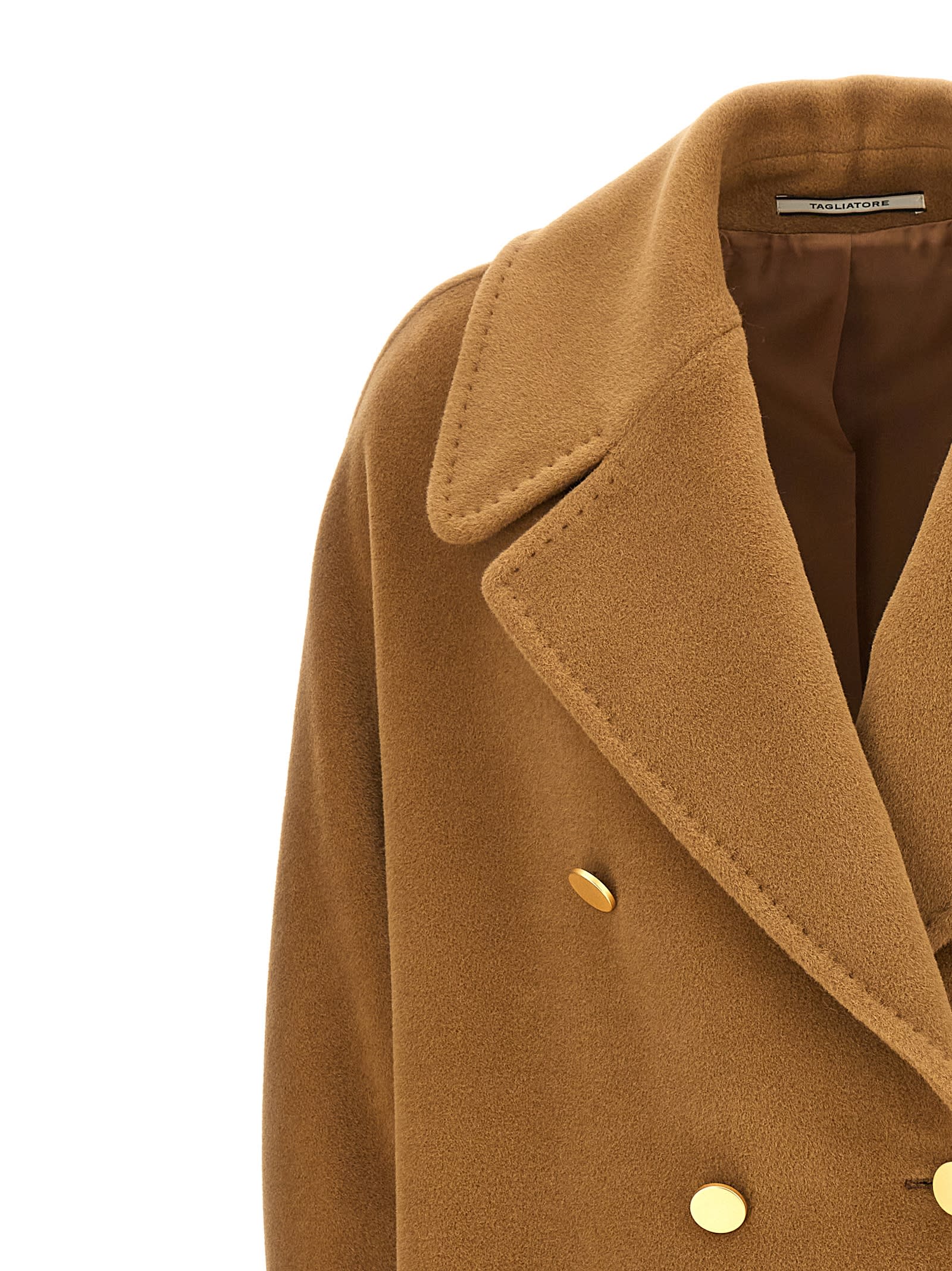 Shop Tagliatore Double-breasted Coat In Beige