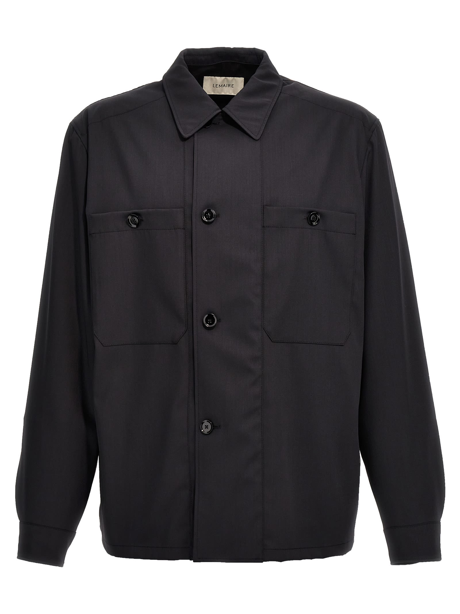 Shop Lemaire Overshirt Soft Military In Jet Black