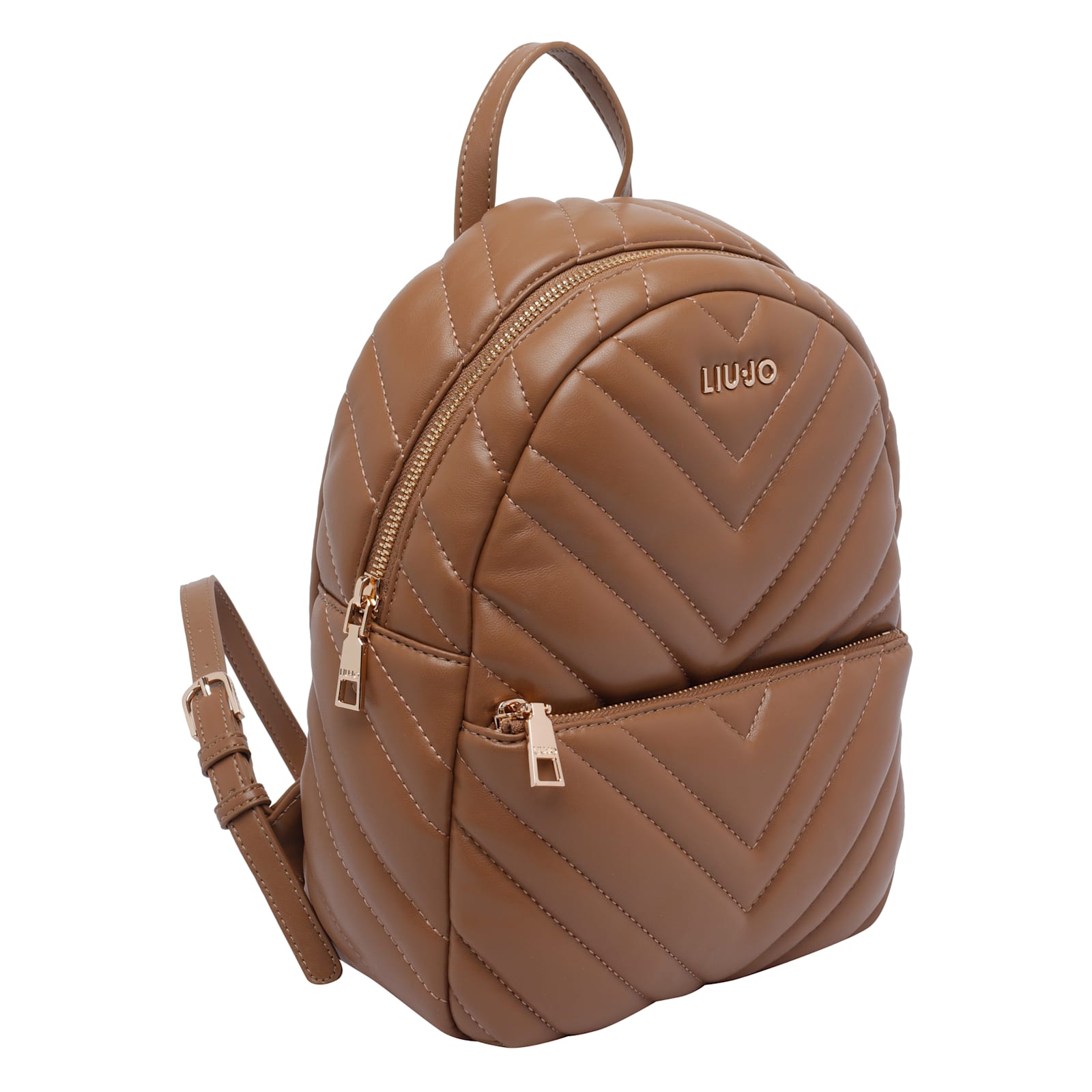 Liu •jo Versatile Quilted Backpack Featuring Multiple Pockets In Brown