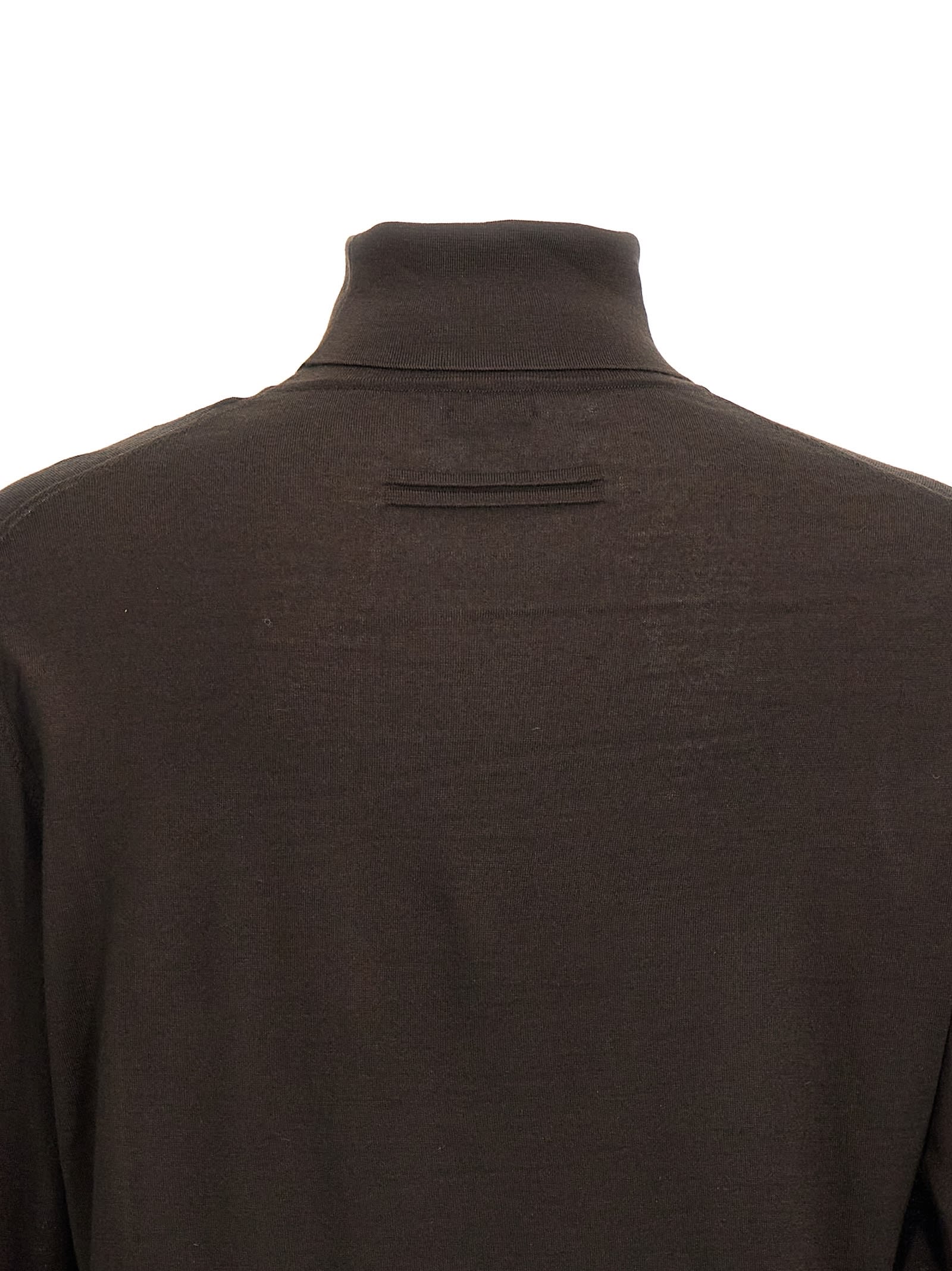 Shop Zegna Silk Cashmere Turtleneck Sweater In Brown