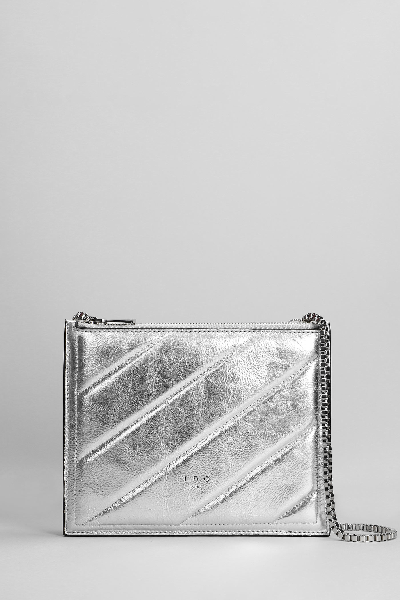 IRO Sharpouch Shoulder Bag In Silver Leather