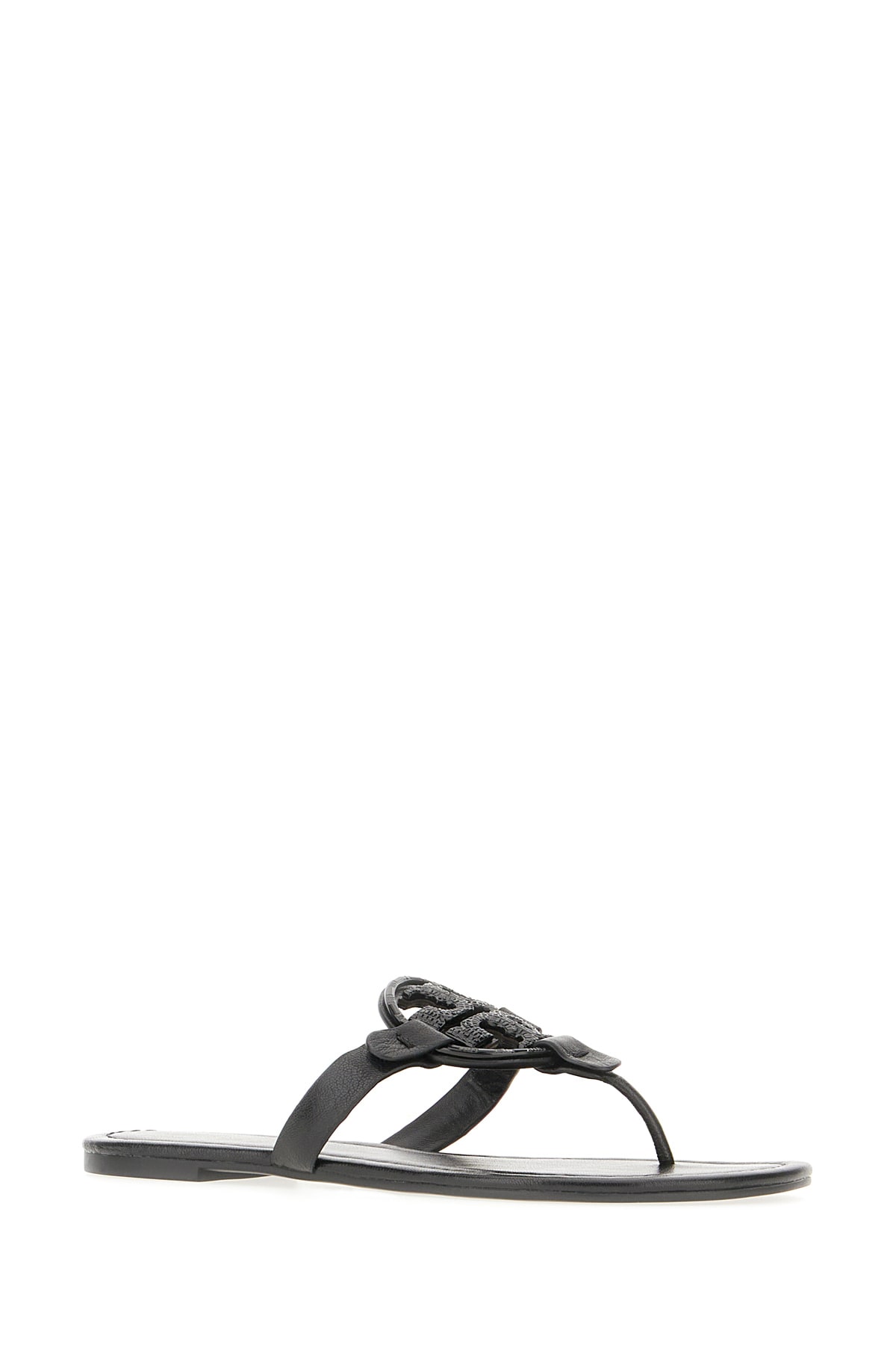 Tory Burch Miller Pave Logo Thong Sandals In Perfect Black