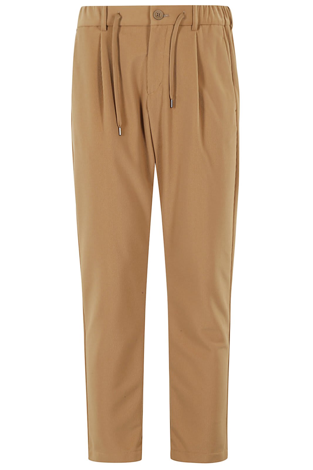 Shop Herno Drawstring Pleated Trousers In Camel