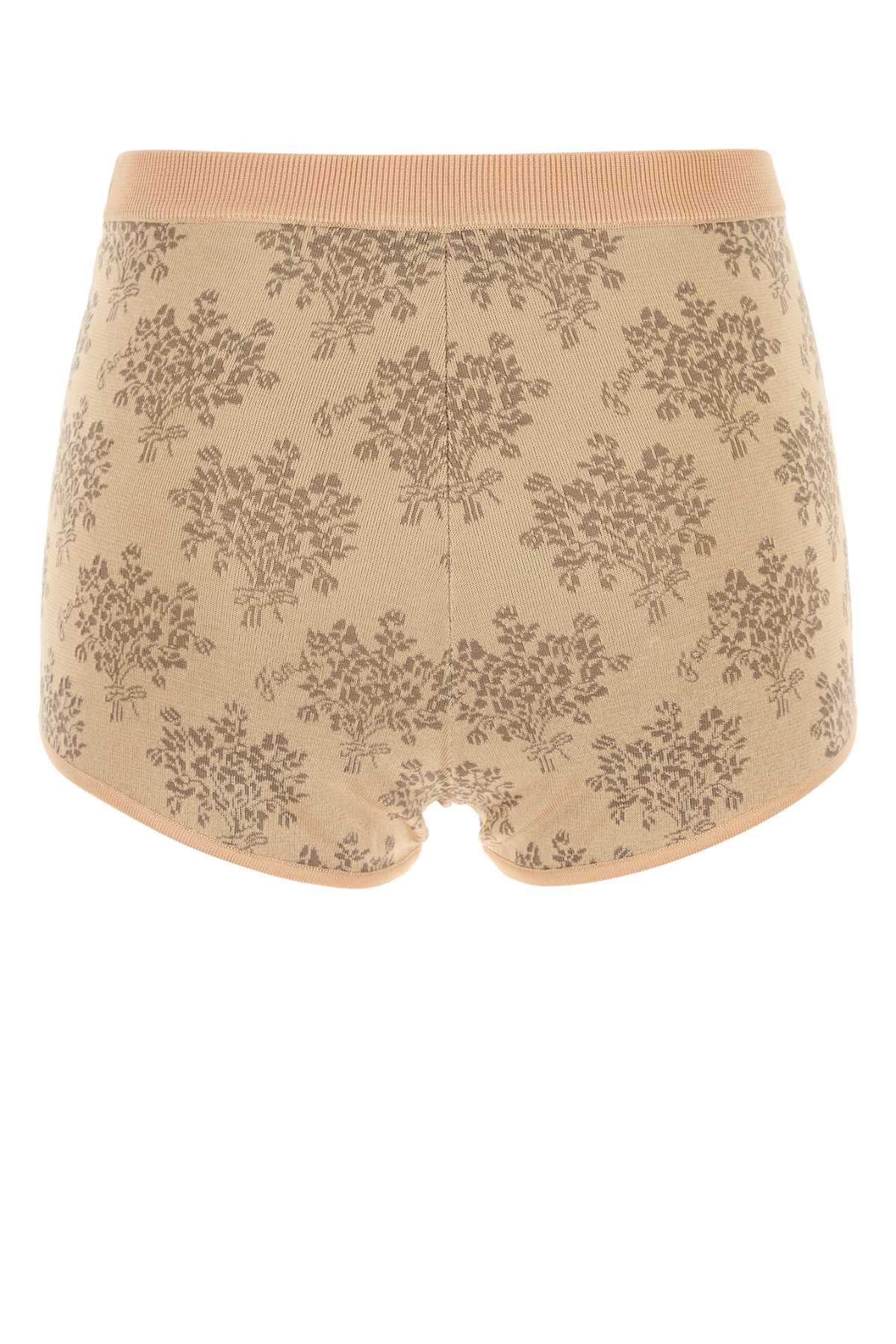 Fendi Viscose Shorts With Embroidered Floral Pattern In Neutral
